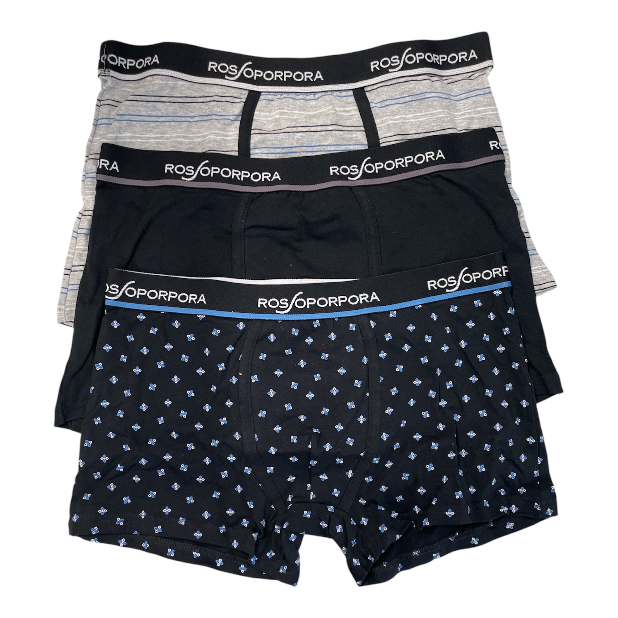Tri - Pack Boxer Uomo in Cotone Elasticizzato con Elastico Esterno Rossoporpora Art.UB2178 - Boutique dell'Intimo e del Neonato