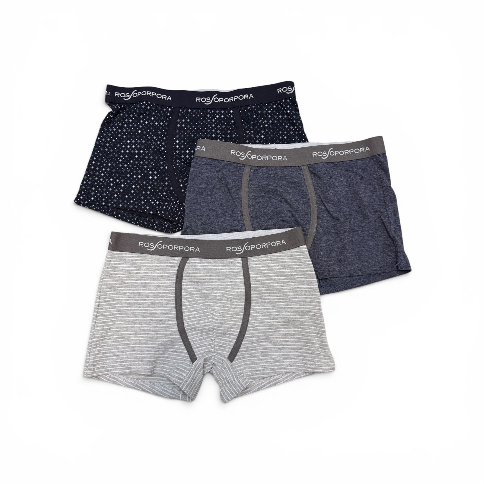 Tri-Pack Boxer Uomo in Cotone Elasticizzato con Elastico Esterno Rossoporpora Art.UB2206 - Boutique dell'Intimo e del Neonato