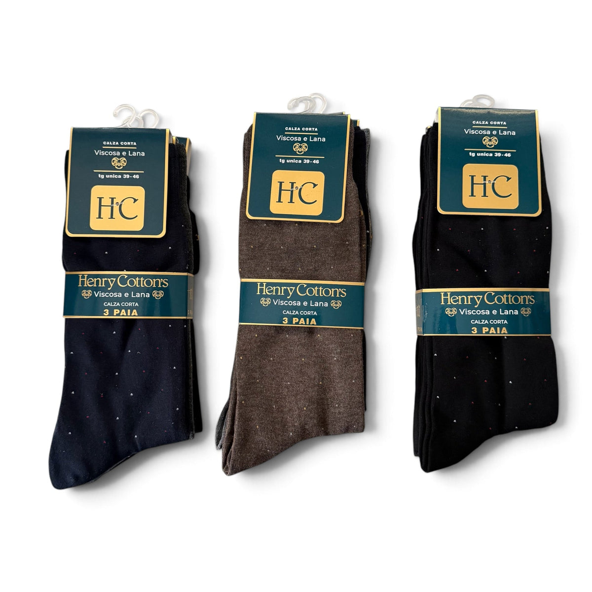 Tri-Pack Calza Corta Uomo Basic Pois Viscosa & Lana Henry Cotton's Art.HV104 - Boutique dell'Intimo e del Neonato