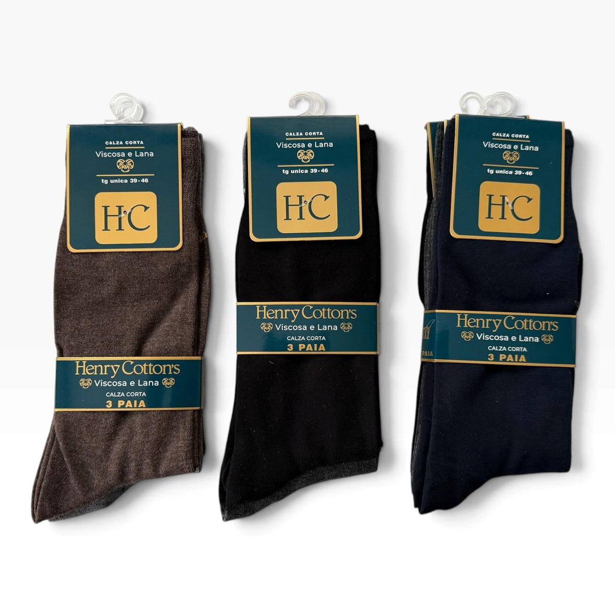 Tri-Pack Calza Corta Uomo Basic Viscosa & Lana Henry Cotton's Art.HV102 - Boutique dell'Intimo e del Neonato