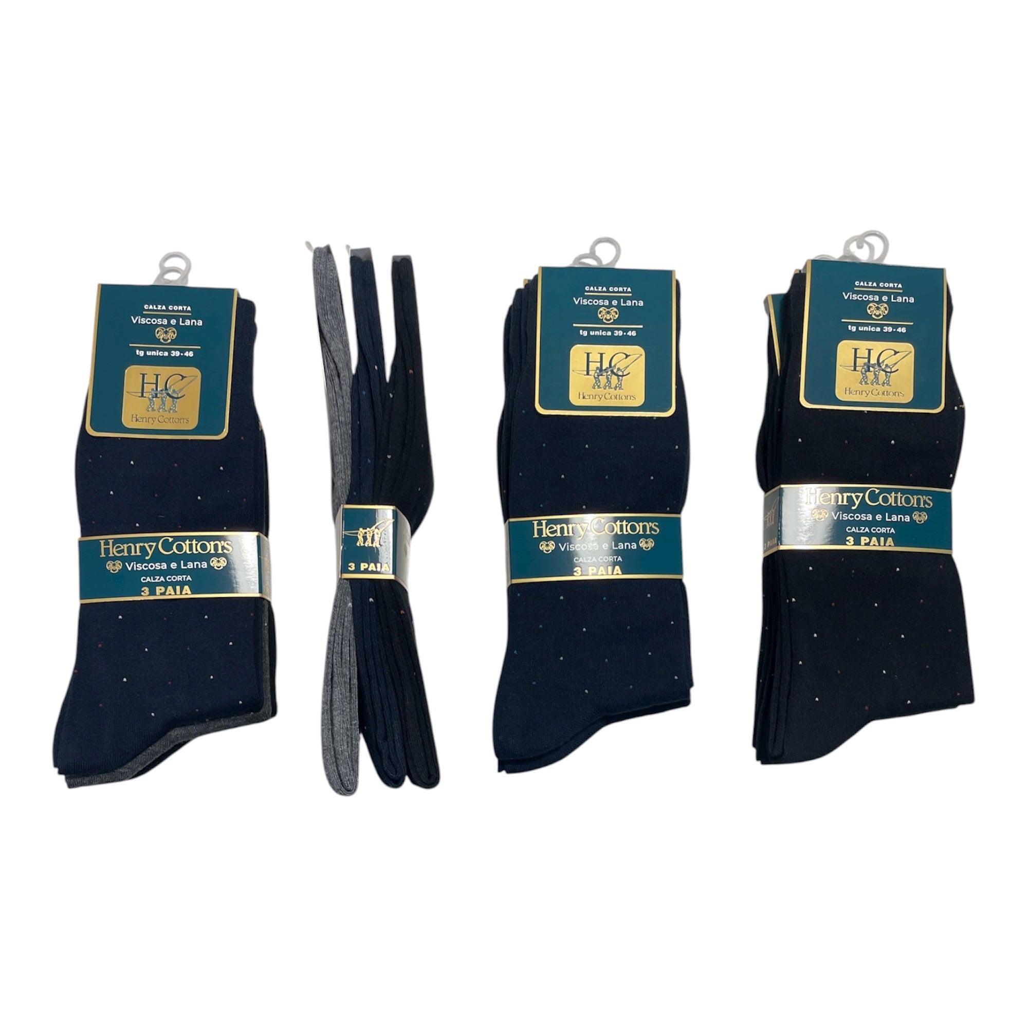 Tri - Pack Calza Corta Uomo Viscosa & Lana Henry Cotton's Art.HV10414 - Boutique dell'Intimo e del Neonato
