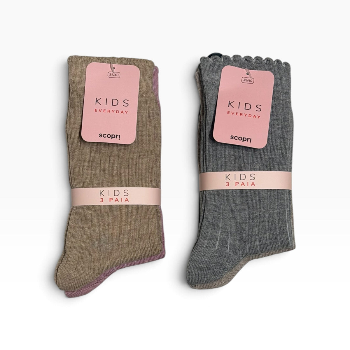 Tri-Pack Calze Bimba Corto in Caldo Cotone Orletto Scopri Art.TABATA - Boutique dell'Intimo e del Neonato