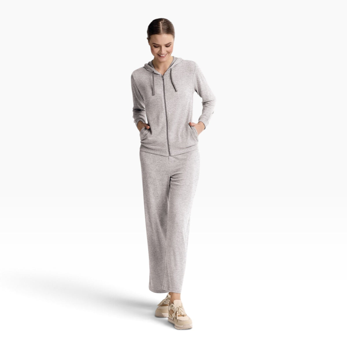 Tuta Donna Full Zip Cappuccio ML + Pantalone a Palazzo Infiore Art.LOUNGE 40.4668 - Boutique dell'Intimo e del Neonato