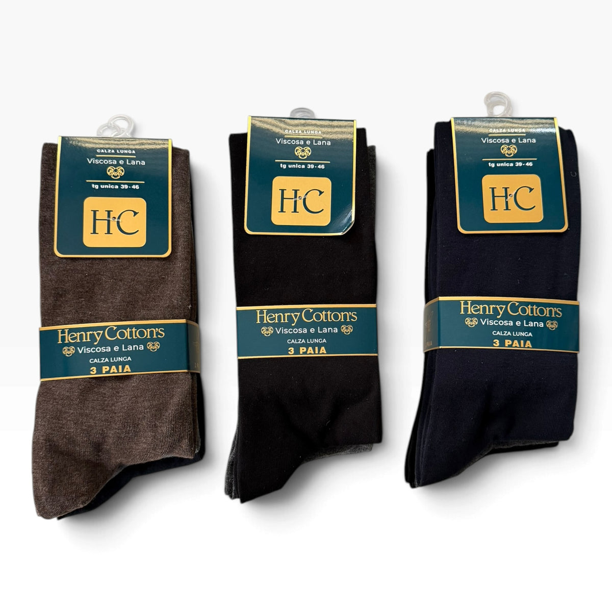 Tri-Pack Calza Lunga Uomo Basic Viscosa & Lana Henry Cotton's Art.HV103