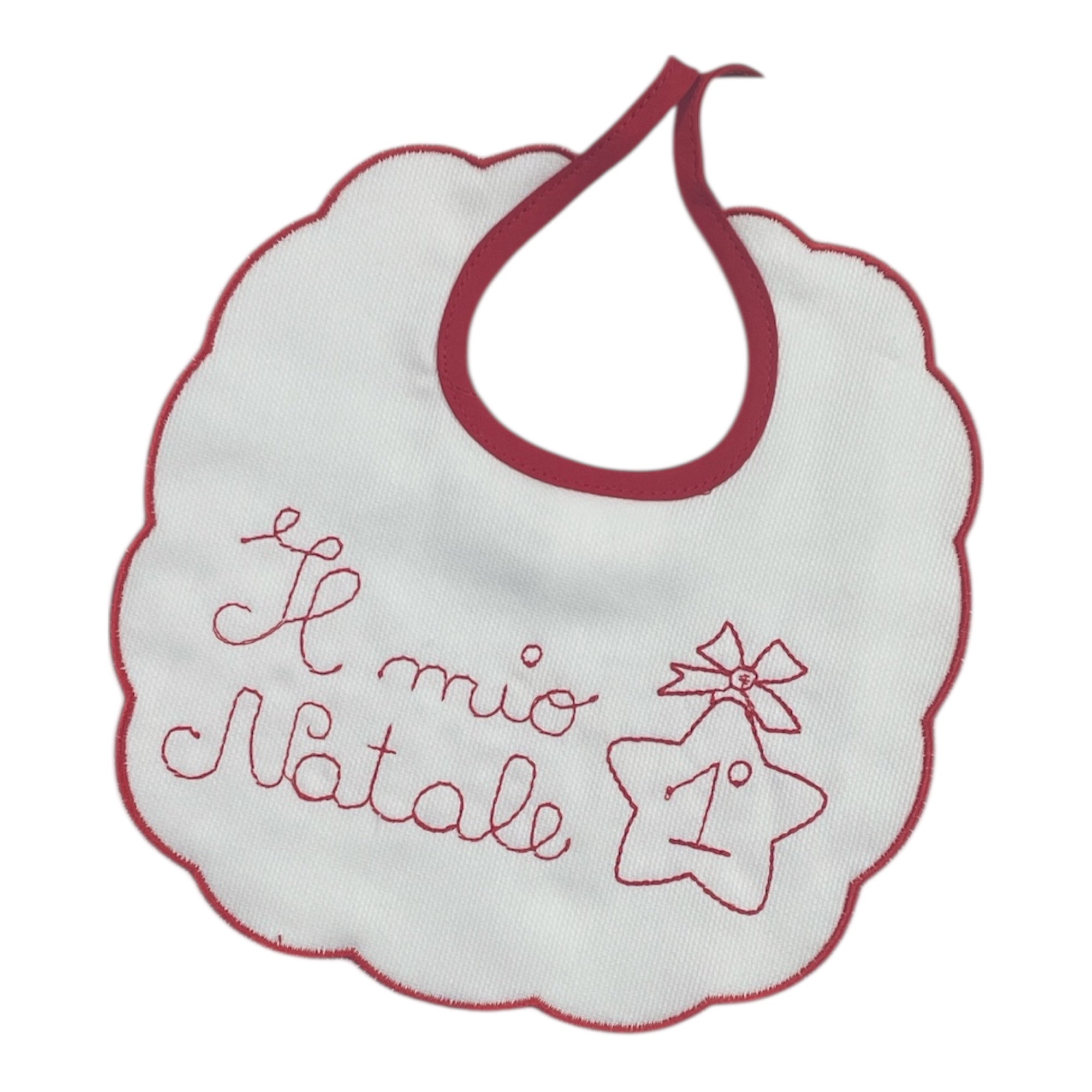 Bavetta Neonato Natalizia Piquet Birillini Art.1548 - Boutique dell'Intimo e del Neonato