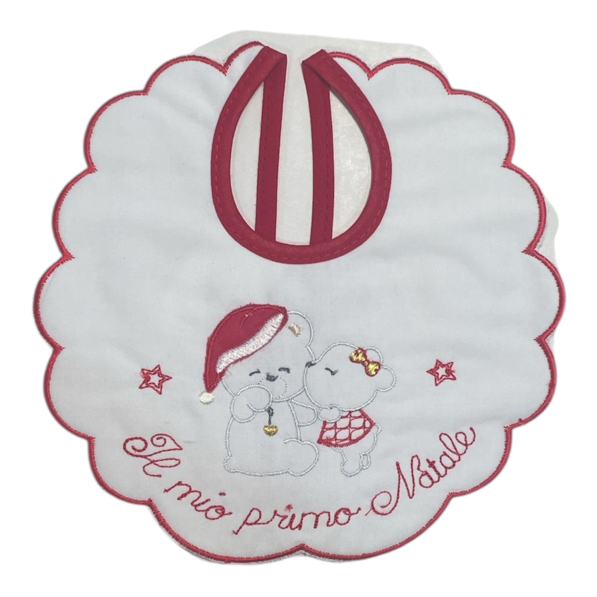 Bavetta Neonato Natalizia Ricamato Art.BVNC027 - Boutique dell'Intimo e del Neonato