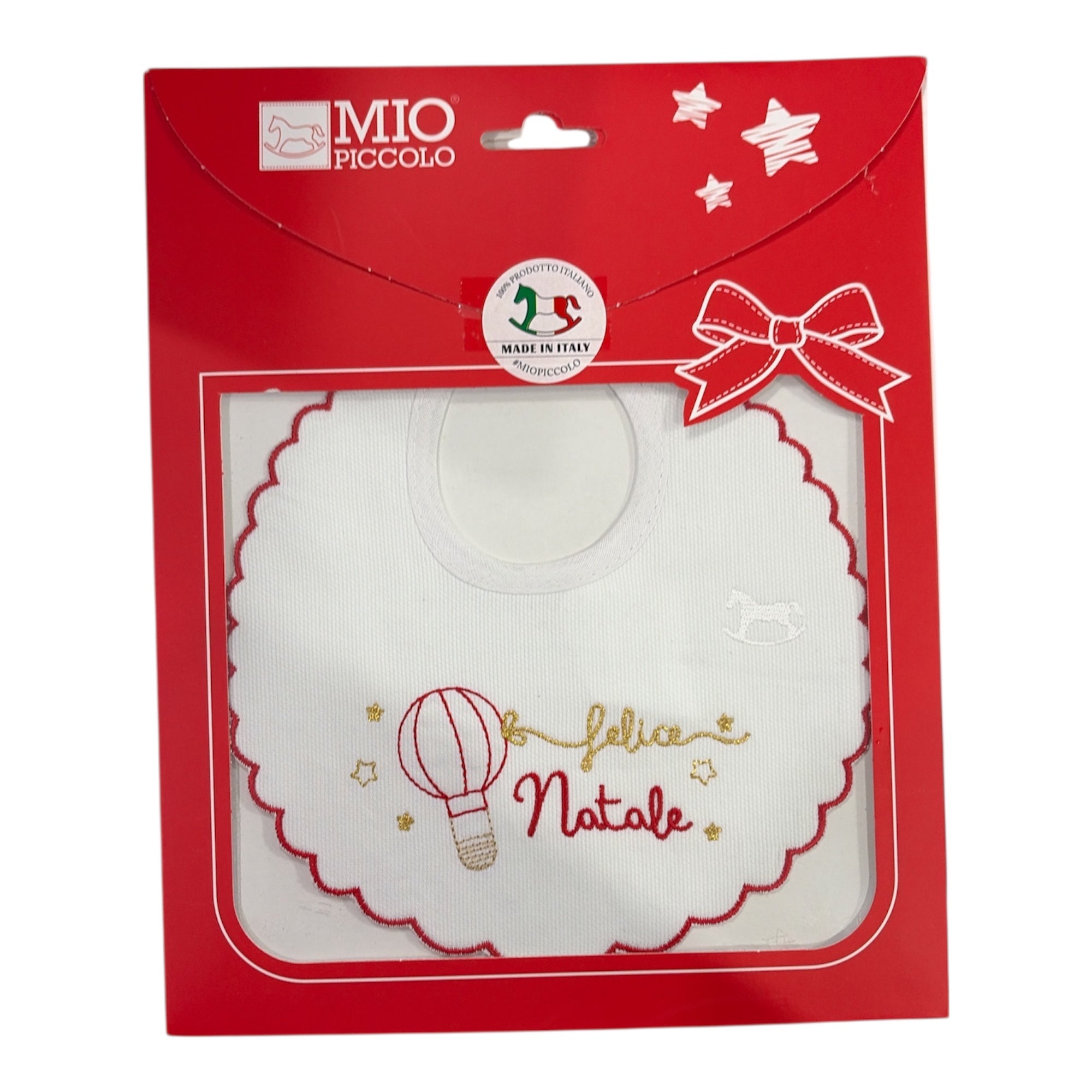 Bavetta Neonato Natalizia Ricamato in Ciniglia Mio Piccolo Art.184 - Boutique dell'Intimo e del Neonato