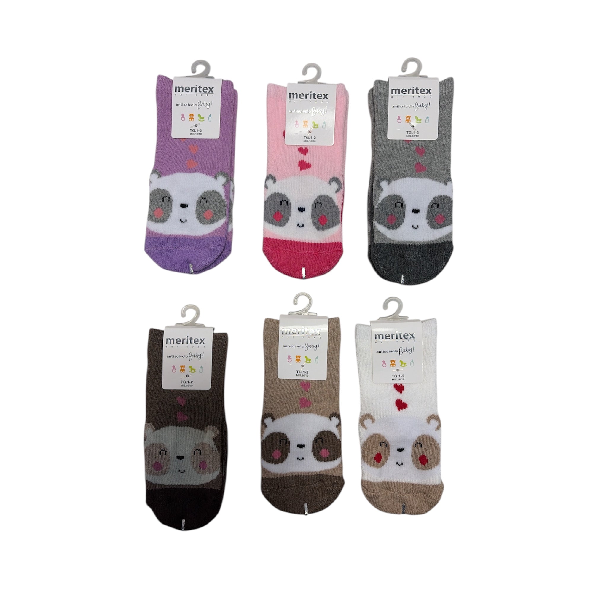 Calza Bimba Antiscivolo in Caldo Cotone Fantasia Meritex Art.4470 PANDA - Boutique dell'Intimo e del Neonato