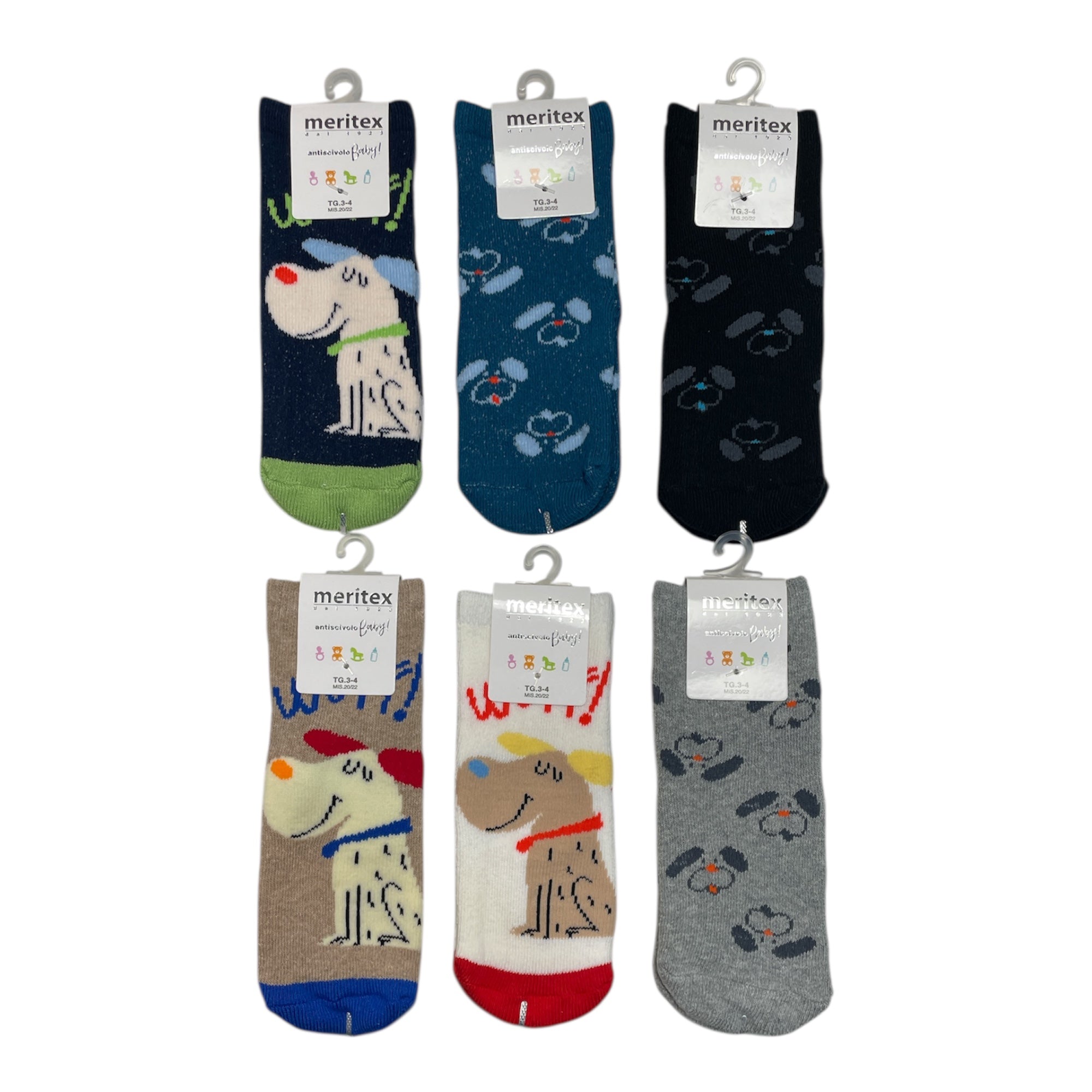 Calza Bimbo Antiscivolo in Caldo Cotone Fantasia Meritex Art.4473 WOFF - Boutique dell'Intimo e del Neonato