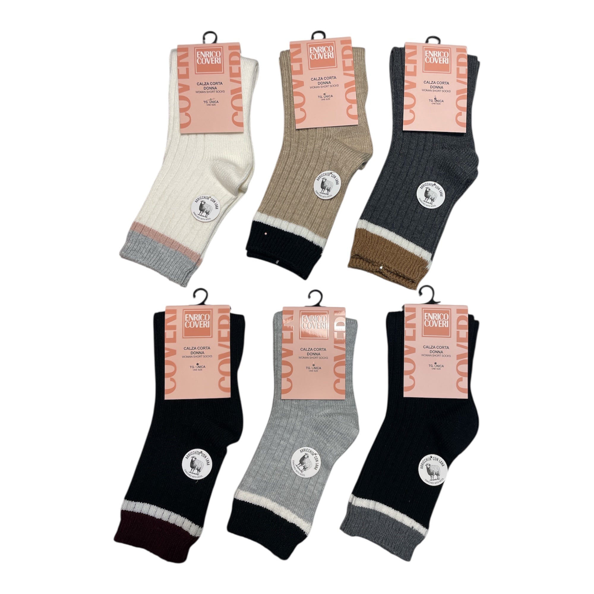 Calza Corta Donna in Caldo Cotone e Lana Fantasia Costina Enrico Coveri Art.BUFFY - 2ass - Boutique dell'Intimo e del Neonato