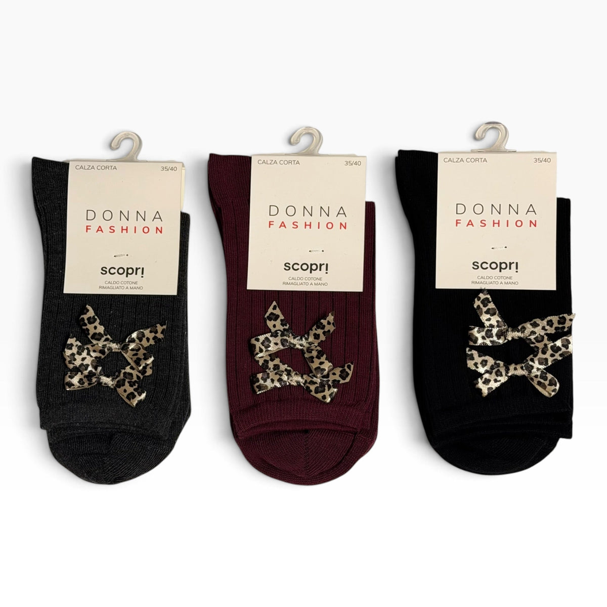 Calza Corta Donna in Caldo Cotone Fiocco Leopardato Scopri Art.CHANEL - Boutique dell'Intimo e del Neonato