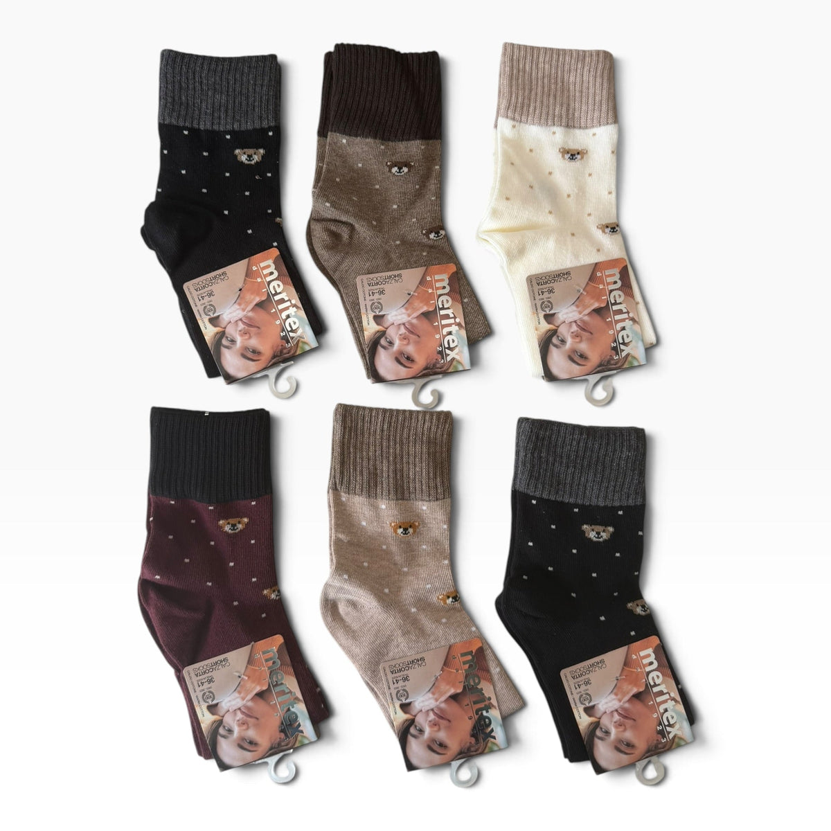 Calza Corta Donna in Caldo Cotone Pois & Teddy Meritex Art.3641 HARPER - Boutique dell'Intimo e del Neonato