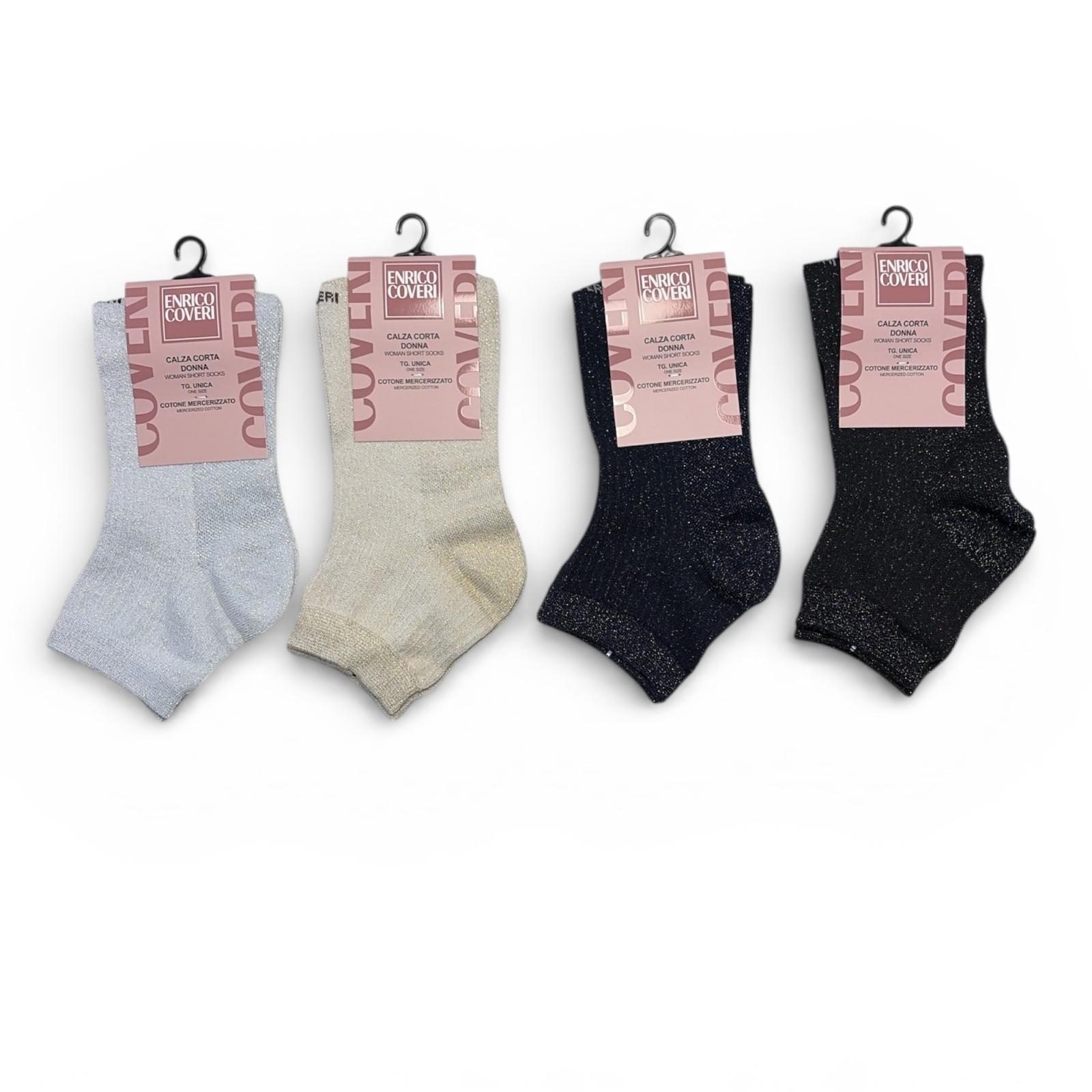 Calza Corta Donna in Cotone e Lurex Enrico Coveri Art.PAPAYA 286ASS - Boutique dell'Intimo e del Neonato