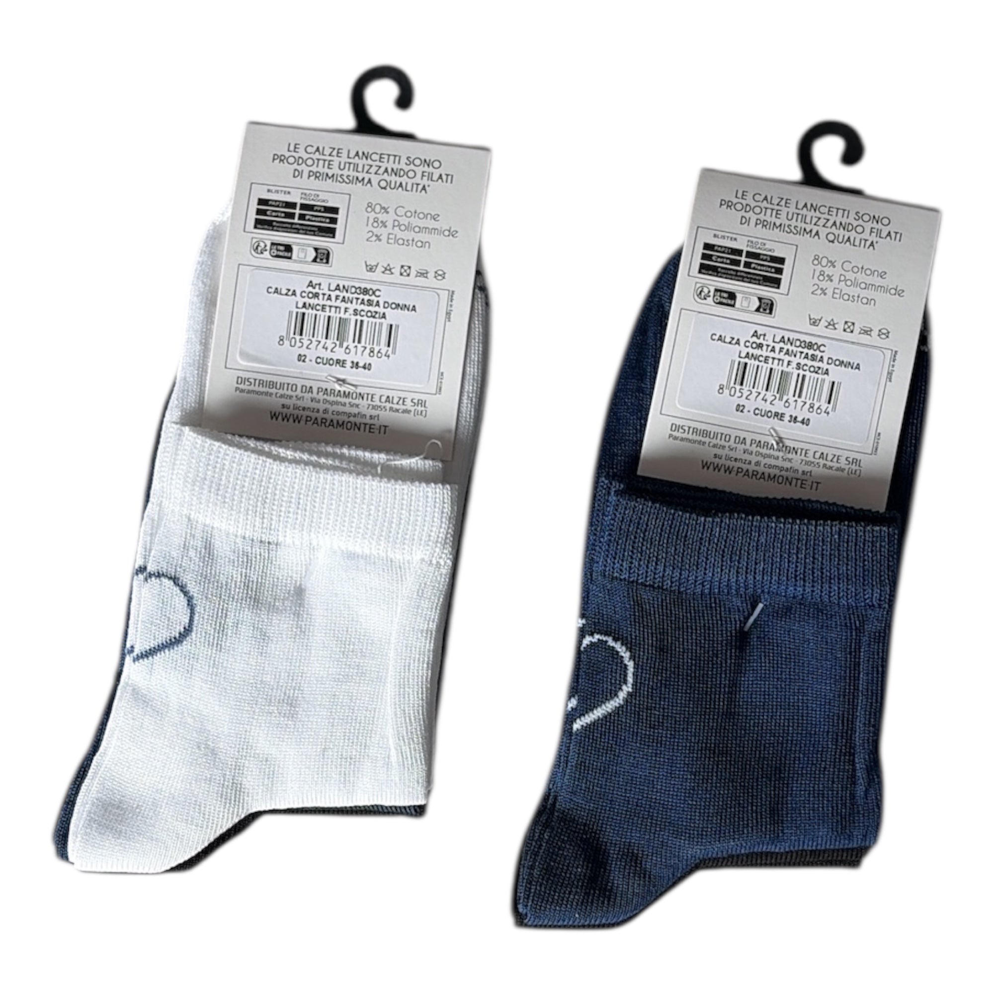 Calza Corta Donna in Filo di Scozia Fantasia Lancetti Art.CUORE - Boutique dell'Intimo e del Neonato