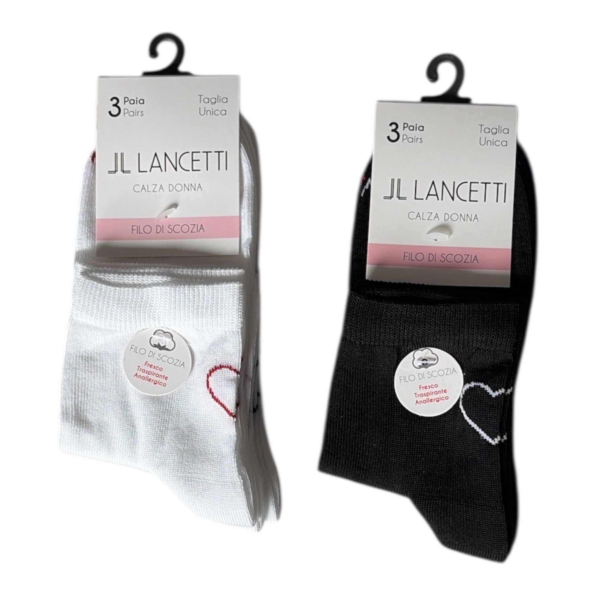 Calza Corta Donna in Filo di Scozia Fantasia Lancetti Art.CUORE - Boutique dell'Intimo e del Neonato