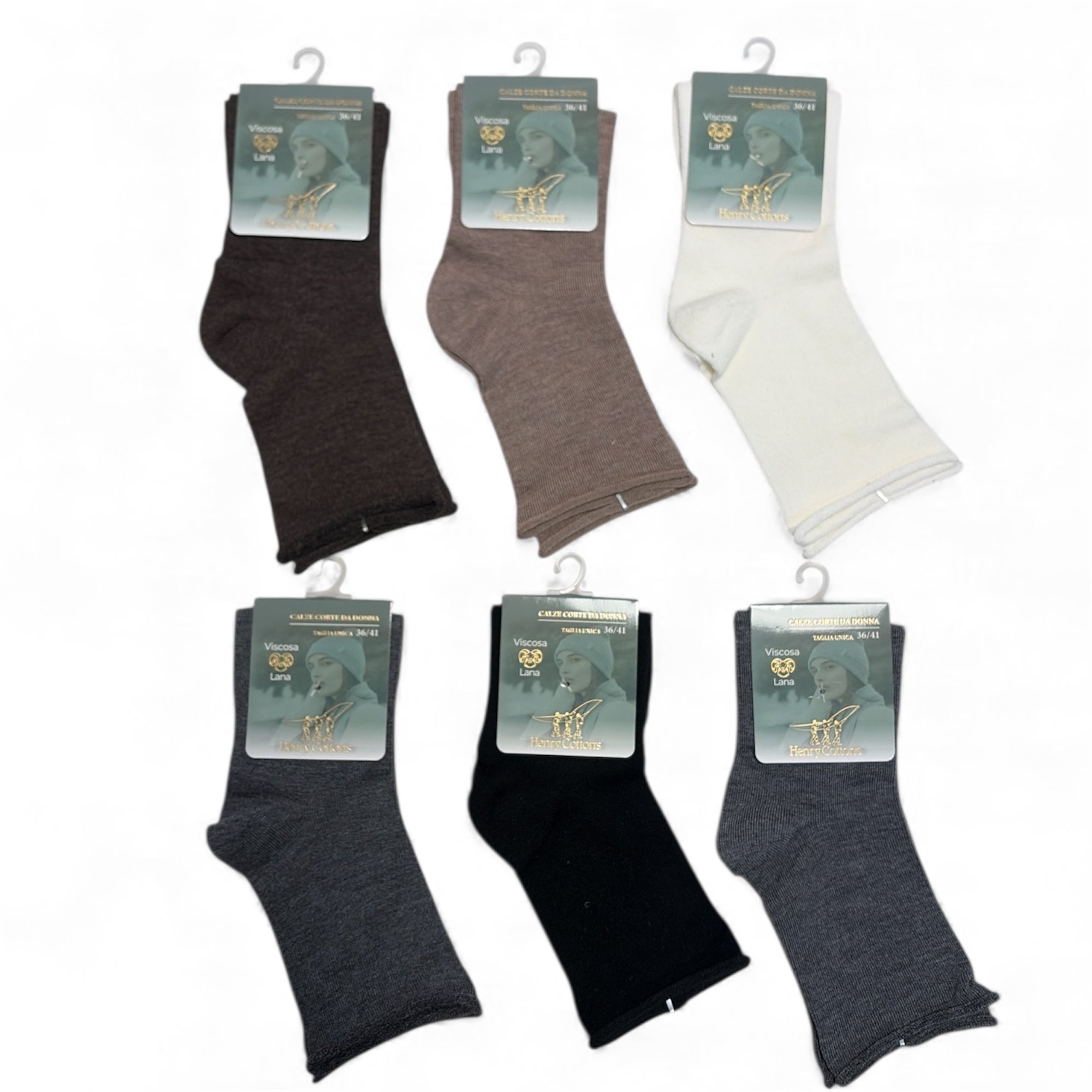 Calza Corta Donna Viscosa & Lana Senza Elastico Henry Cotton's Art.HT41001 - Boutique dell'Intimo e del Neonato