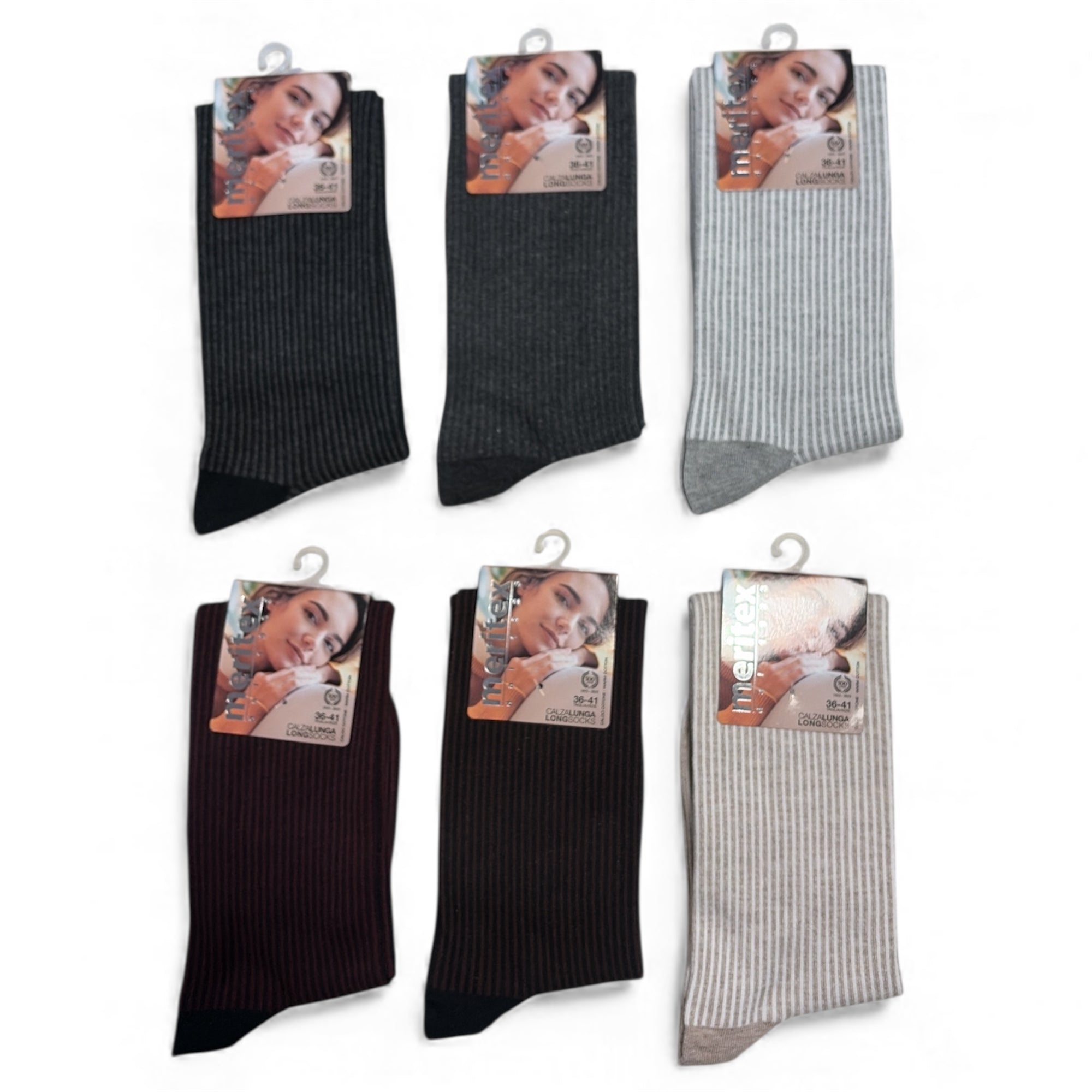 Calza Lunga Donna Fantasia Costina in Caldo Cotone Meritex Art.6635 OLIMPIA - Boutique dell'Intimo e del Neonato