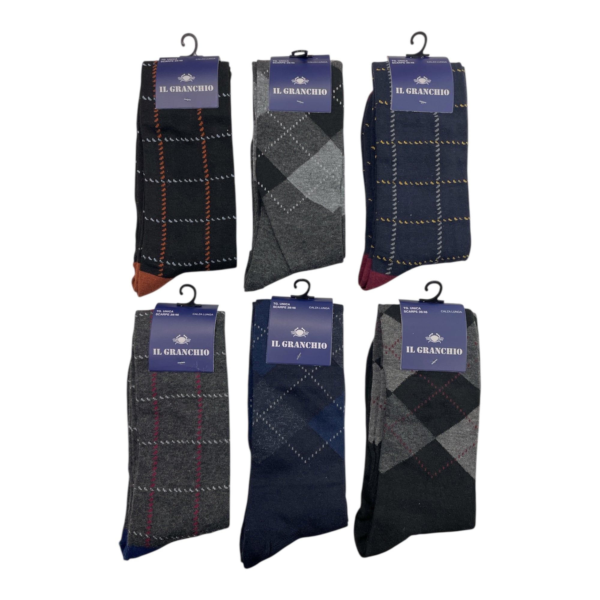 Calza Lunga Uomo in Caldo Cotone Fantasia Il Granchio Art.GC208 - Boutique dell'Intimo e del Neonato