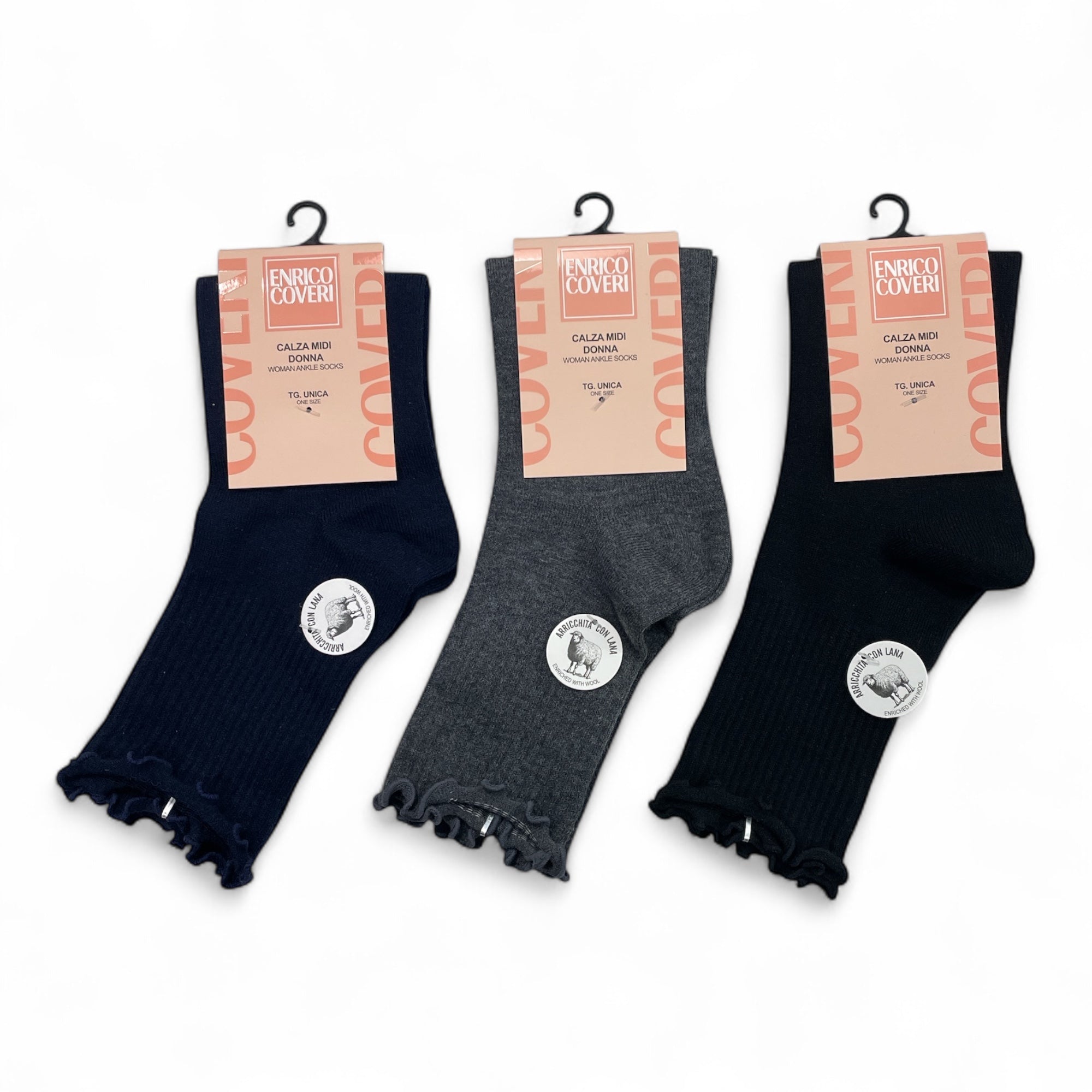 Calza Midi Donna con Lana Costina e Bordino Arricciato Enrico Coveri Art.CHLOE - 2C - Boutique dell'Intimo e del Neonato