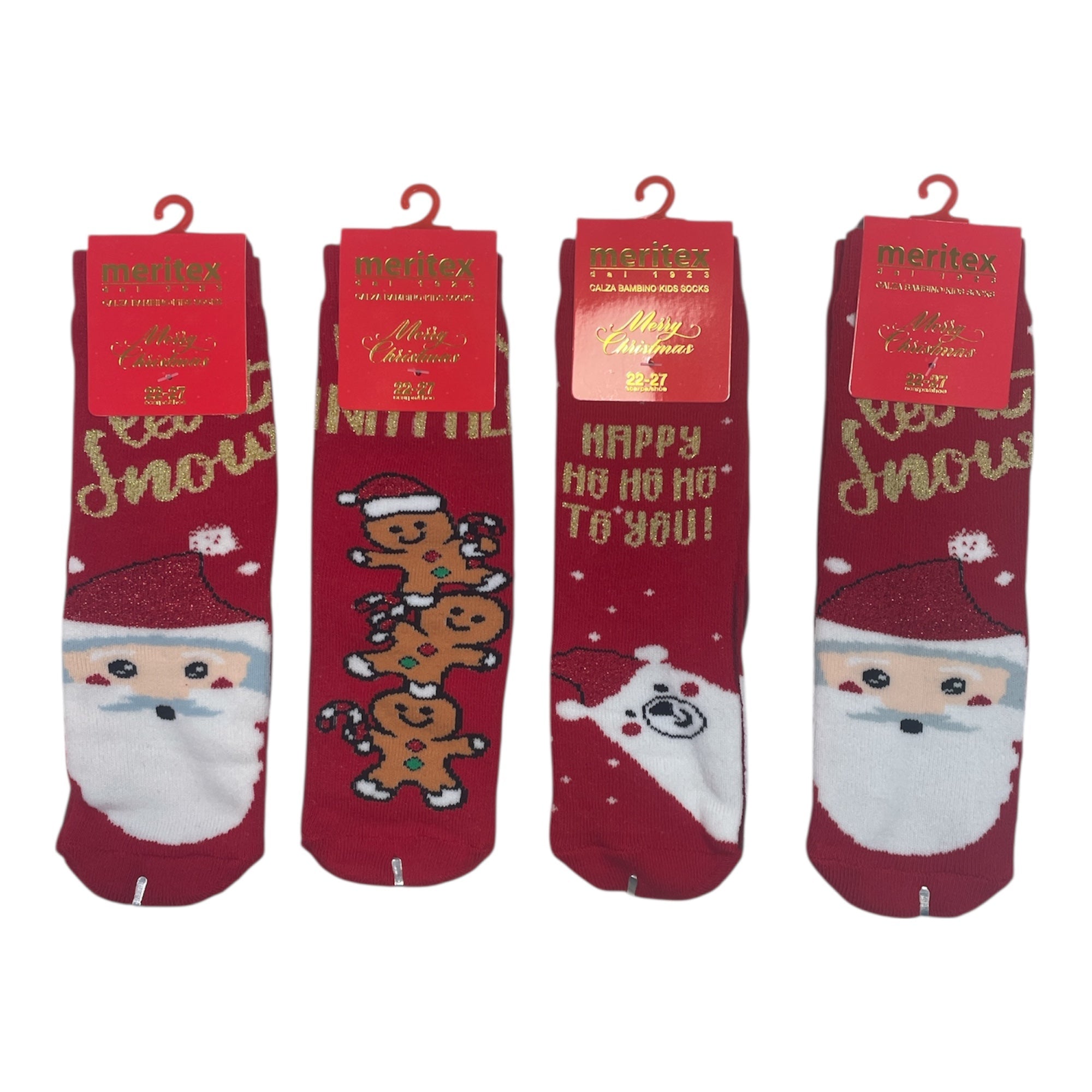 Calze Antiscivolo Bimbo Natalizie in Caldo Cotone Meritex Art.4380N SNOW - Boutique dell'Intimo e del Neonato