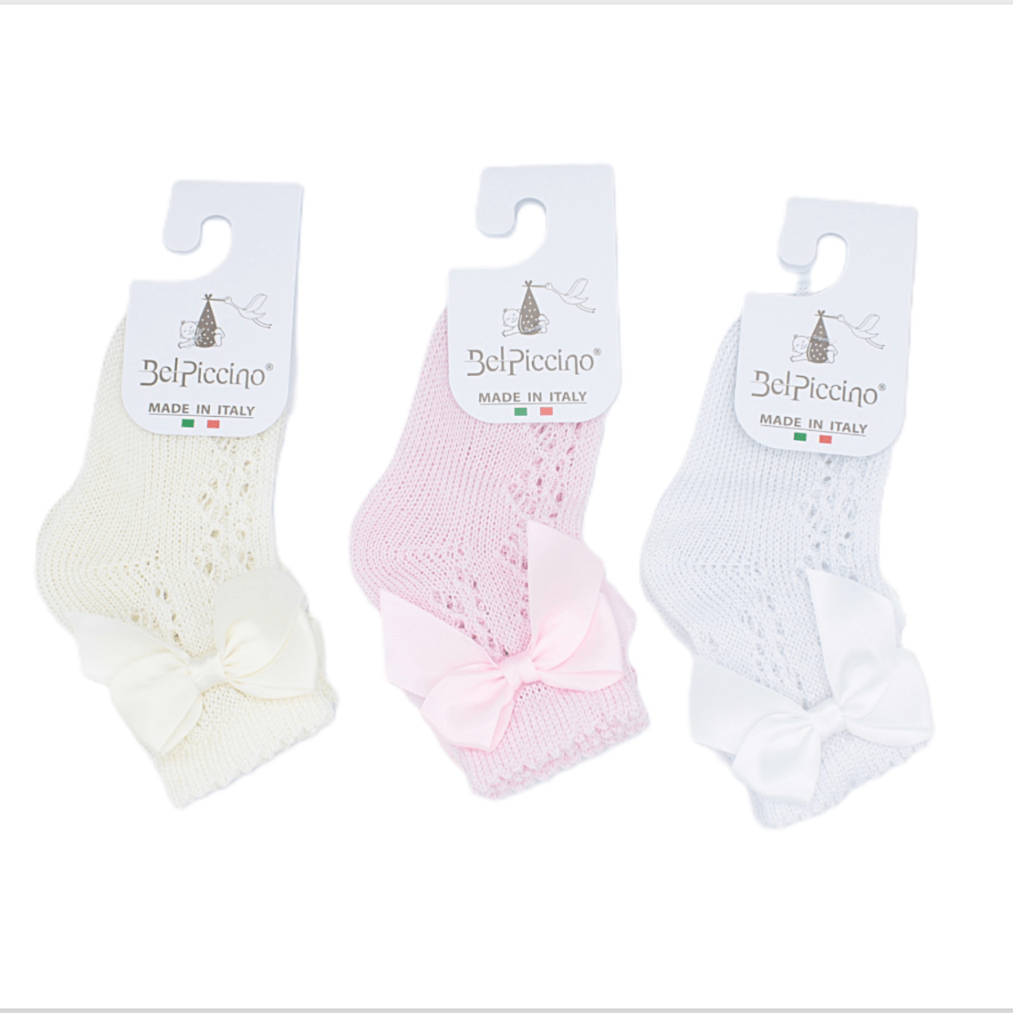 Calze corte cotone traforate con fiocco Bel Piccino Art.TRB 04C/49 - BOUTIQUE INTIMO E NEONATO