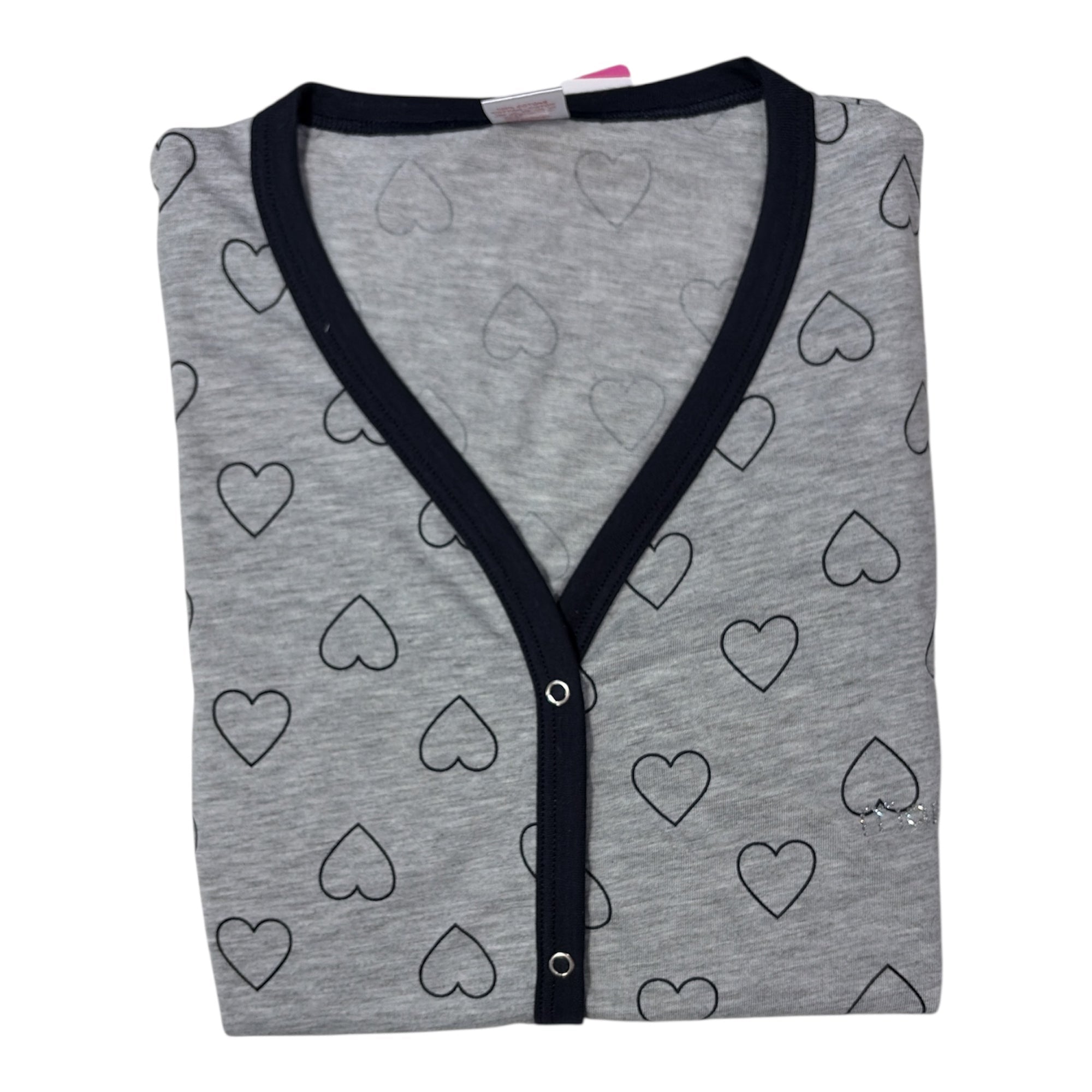 Camicia da Notte in Cotone Jersey Aperta Davanti Cuori Mamina Art.Z9282/11 - Boutique dell'Intimo e del Neonato