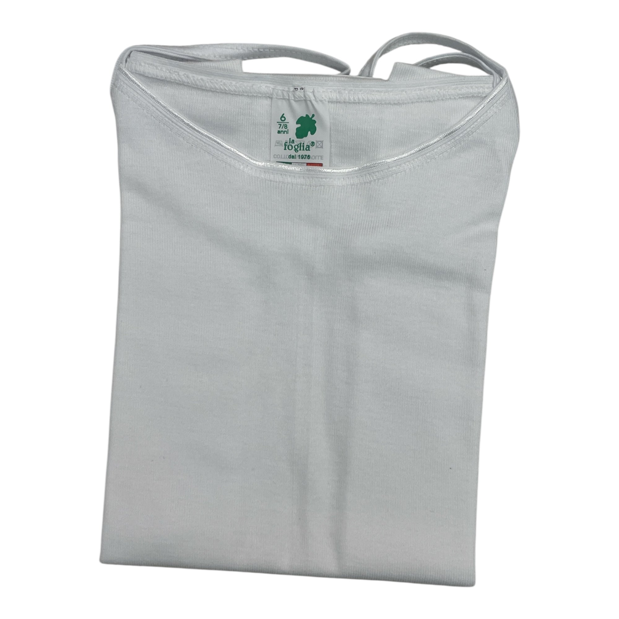 Canotta Bimba Spalla Stretta in Cotone 100% con Bordino in Raso La Foglia Art.F461 - Boutique dell'Intimo e del Neonato