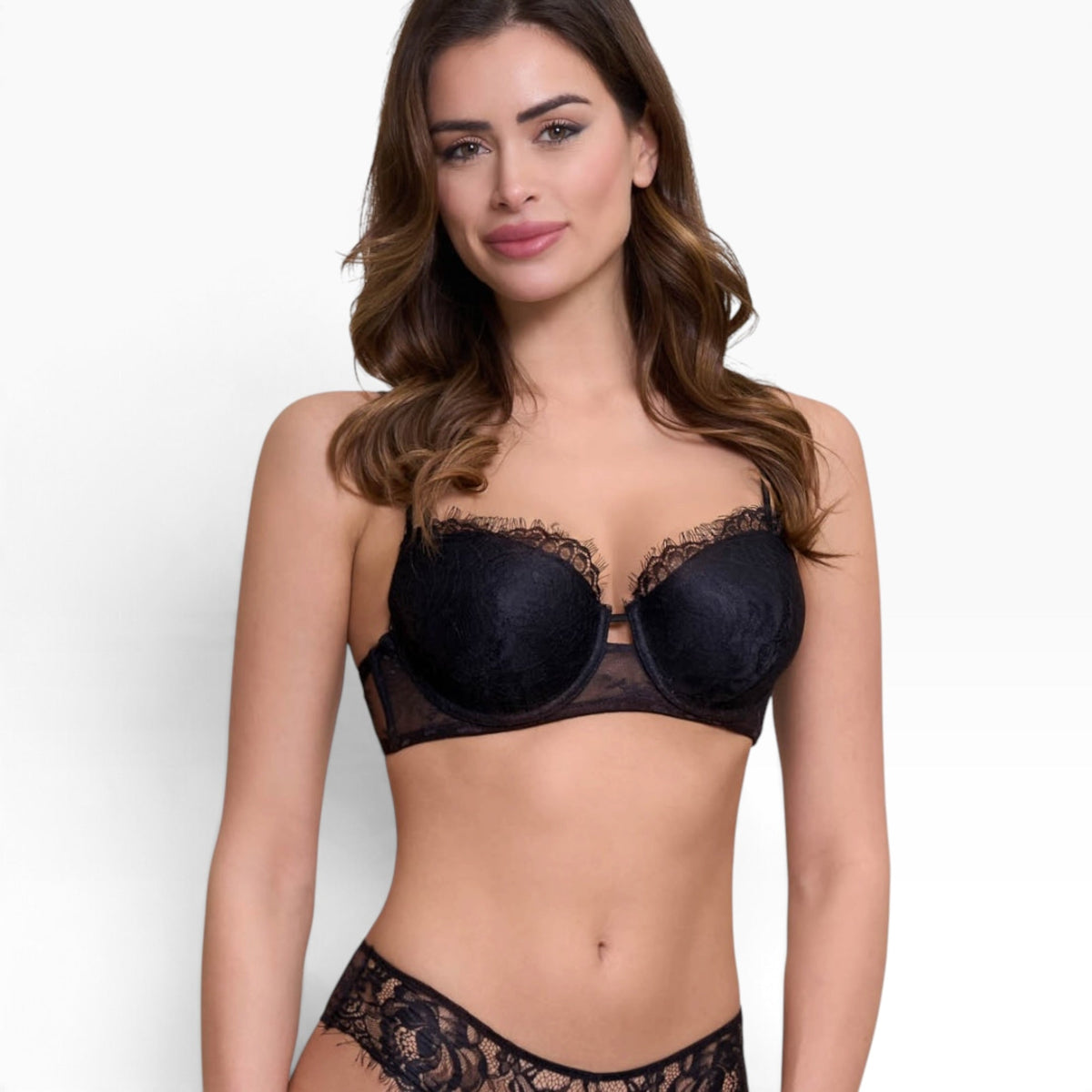 Completo Balconcino Coppa C Secret Noir e Pizzo + Brasiliana Love and Bra Art.112698 - Boutique dell'Intimo e del Neonato