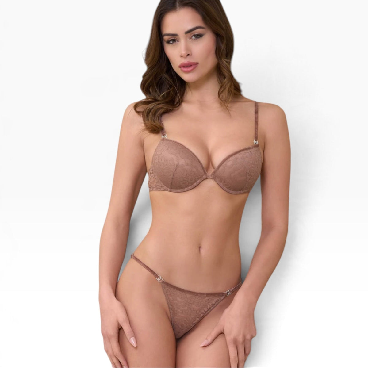 Completo Donna Reggiseno Push Up + Tanga Regolabile Tulle Jacquard Soft Macu Love and Bra Art.112496 - Boutique dell'Intimo e del Neonato