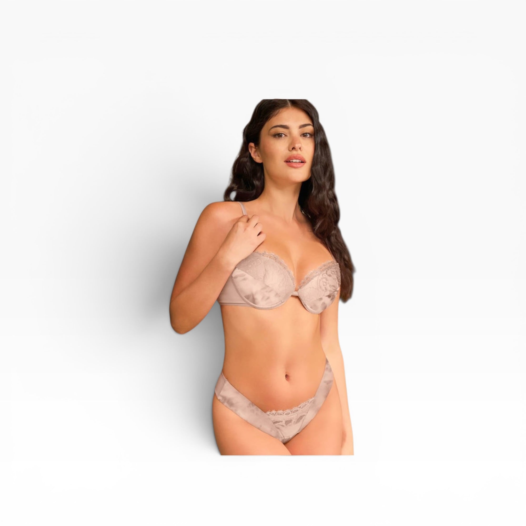 Completo Push - Up e Brasiliana V Satin Macu e Pizzo Love and Bra Art.102797 - Boutique dell'Intimo e del Neonato