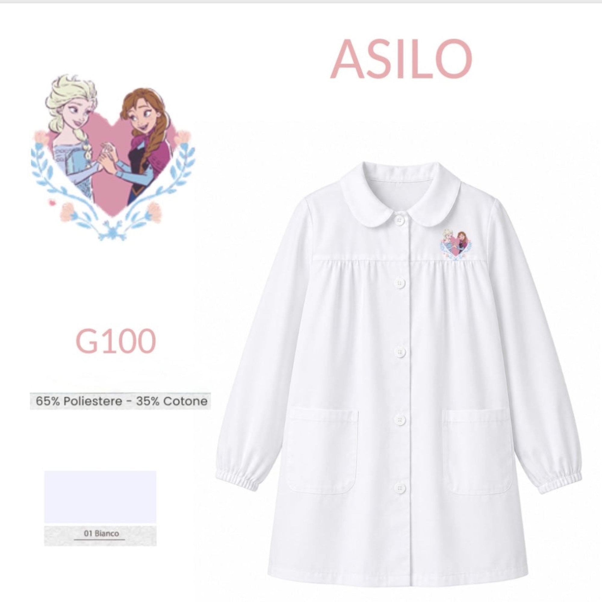 Grembiule Bimba Asilo con Bottoni Disney FROZEN Art.G100B A26 - Boutique dell'Intimo e del Neonato