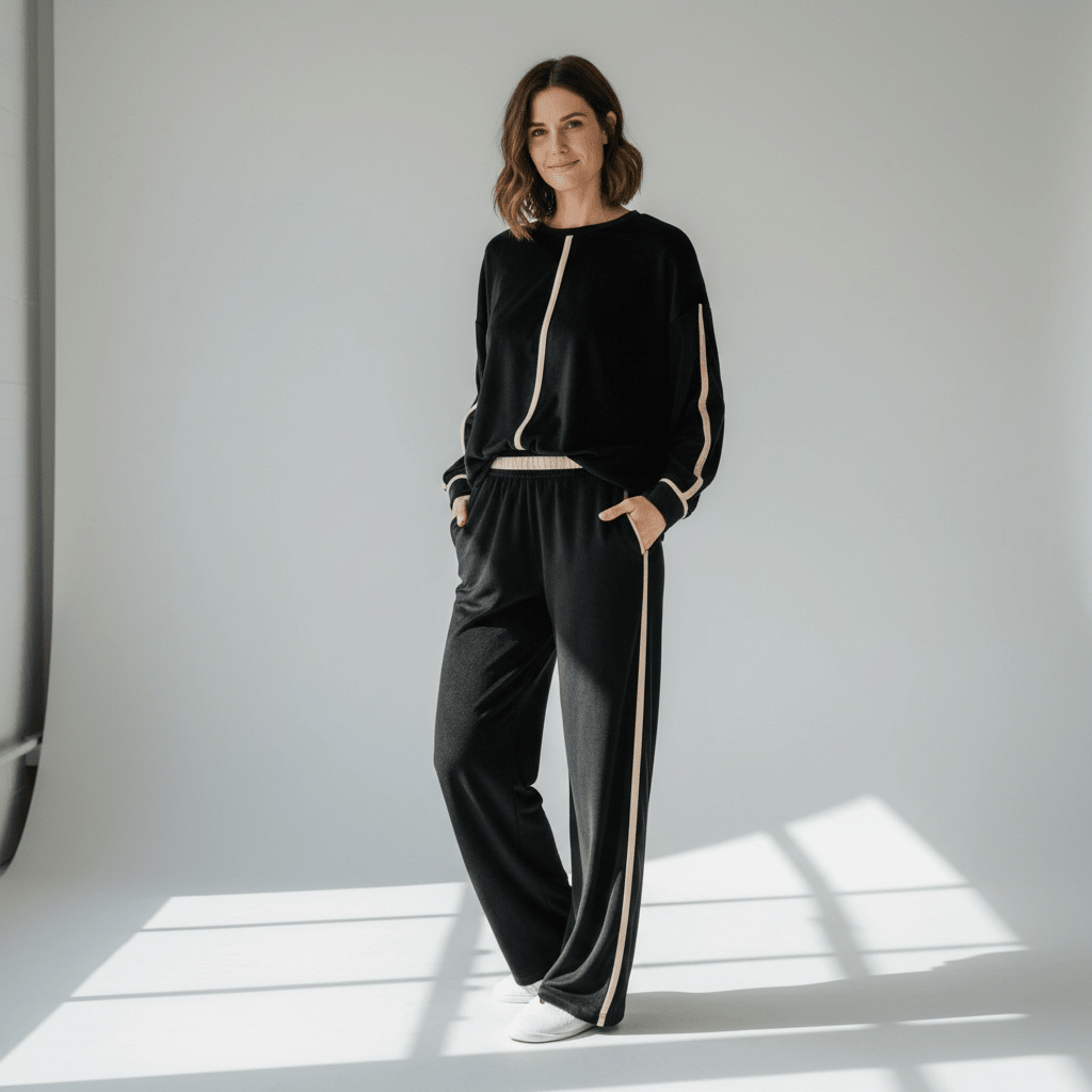 Homesuit Donna in Ciniglia Leggera Maglia Girocollo Manica lunga + Pantalone Palazzo Infiore Art. DIVINA 60.4319 - Boutique dell'Intimo e del Neonato