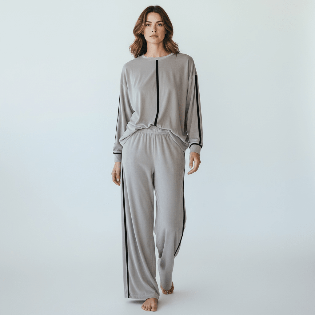 Homesuit Donna in Ciniglia Leggera Maglia Girocollo Manica lunga + Pantalone Palazzo Infiore Art. DIVINA 60.4319 - Boutique dell'Intimo e del Neonato