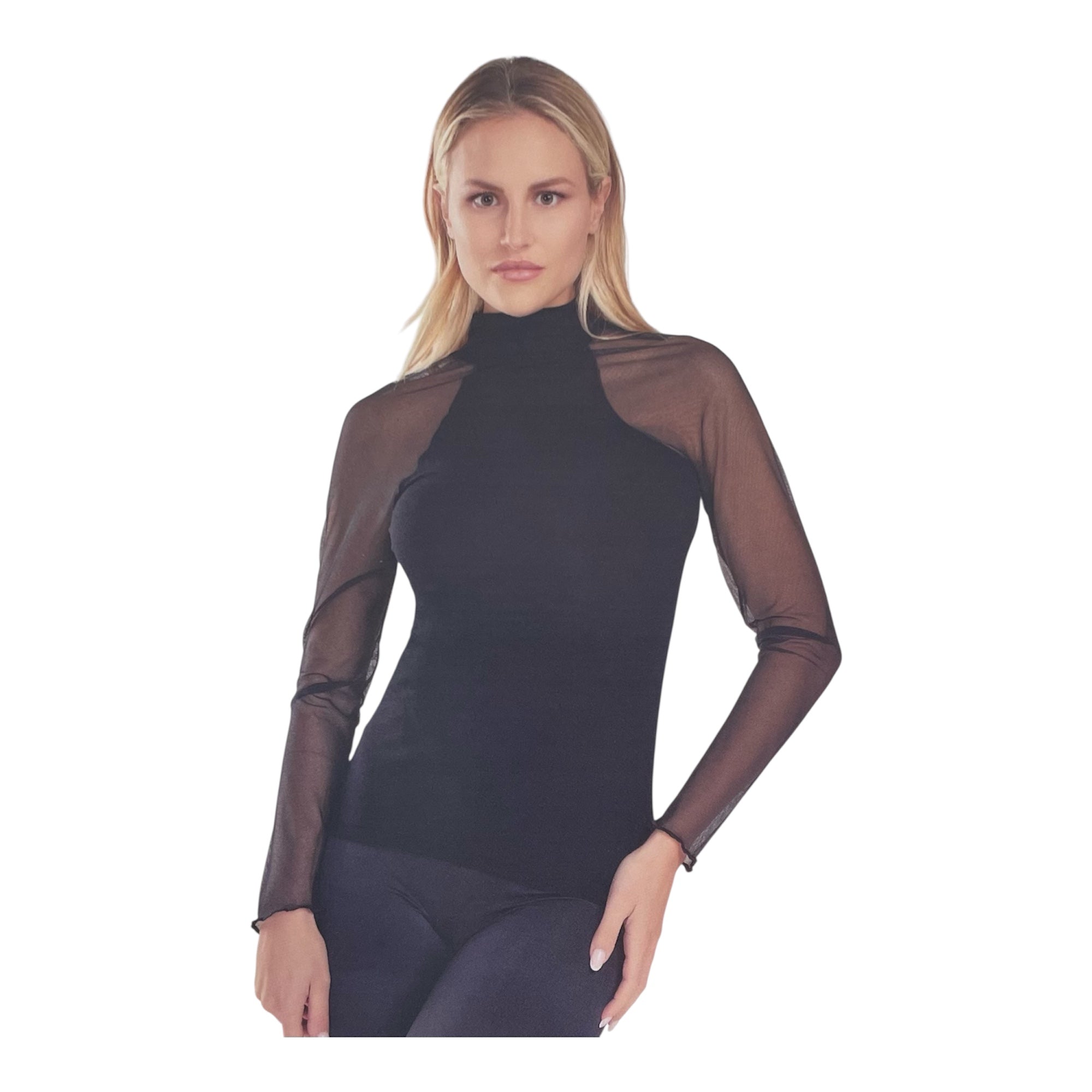 Maglia Donna Maniche Lunghe in Modal e Cashmere con Inserti in Tulle Rossoporpora Art.DB960 - Boutique dell'Intimo e del Neonato