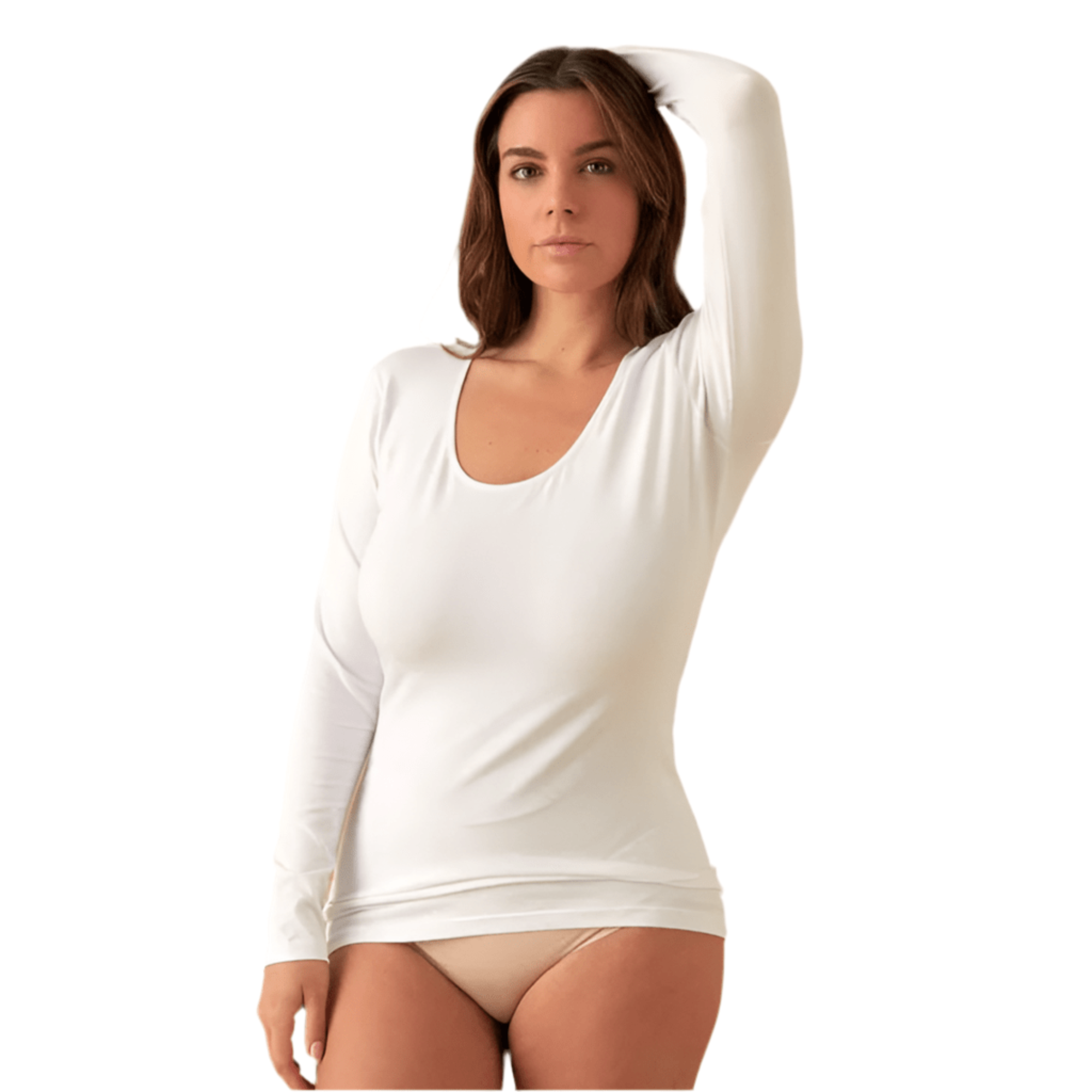 MAGLIA SCOLLO LOLLO MANICA LUNGA JADEA ART.4056 - COTONE ELASTICIZZATO MODAL - Boutique dell'Intimo e del Neonato