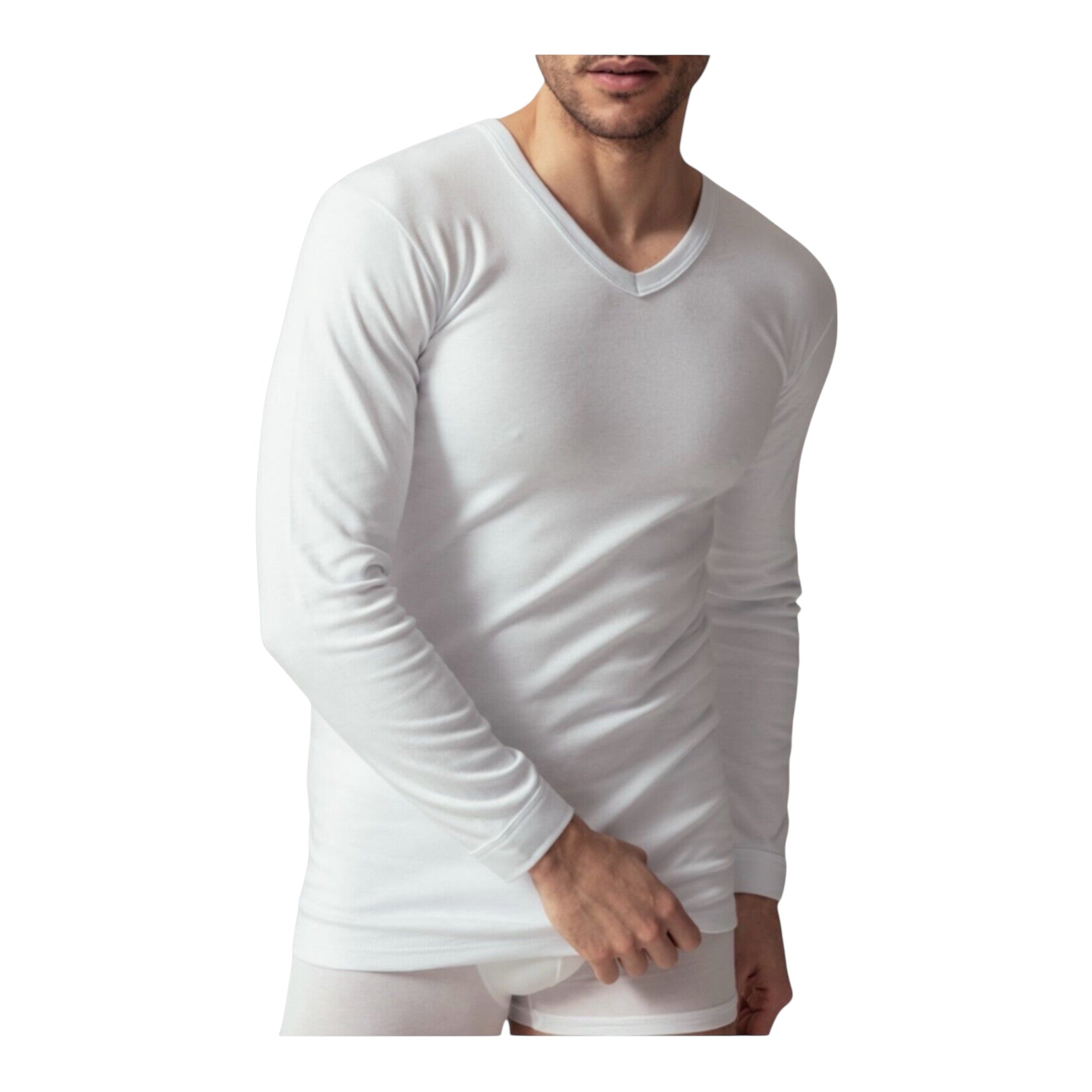Maglia Uomo Manica Lunga Scollo V in Caldo Cotone Mansuè Art.250 - Boutique dell'Intimo e del Neonato