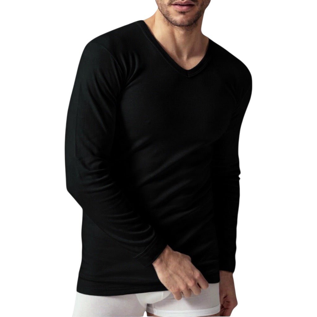 Maglia Uomo Manica Lunga Scollo V in Caldo Cotone Mansuè Art.250 - Boutique dell'Intimo e del Neonato