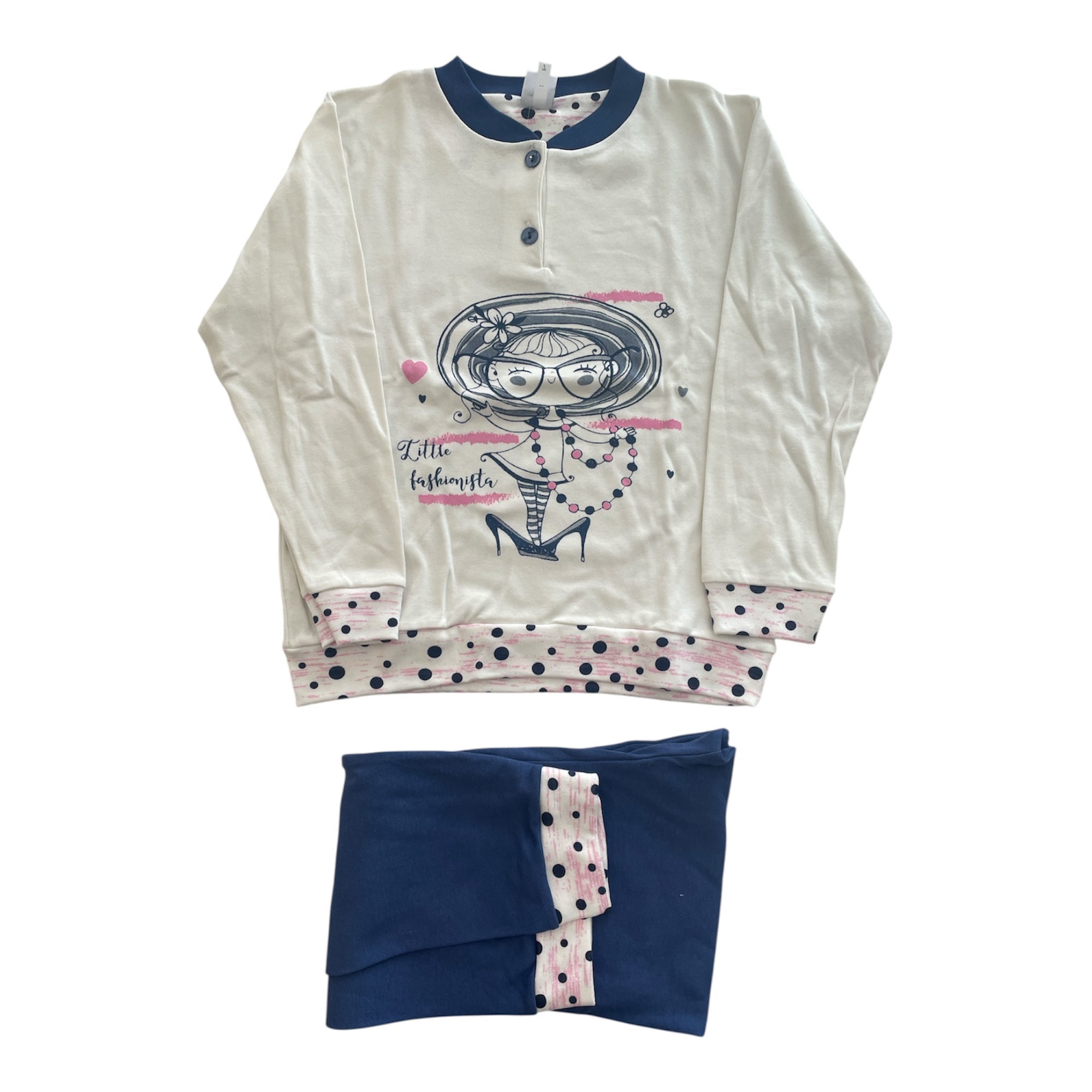 Pigiama Bimba Lungo in Cotone Interlock Serafino Pappa & Latte Art.321 - Boutique dell'Intimo e del Neonato