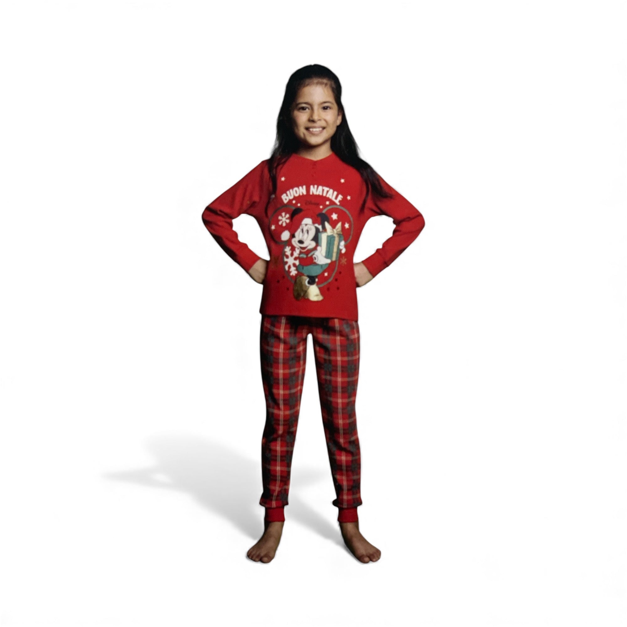 Pigiama Bimba Lungo Natalizio in Caldo Cotone Serafino Sabor MINNIE Art.DYC2685 - Boutique dell'Intimo e del Neonato