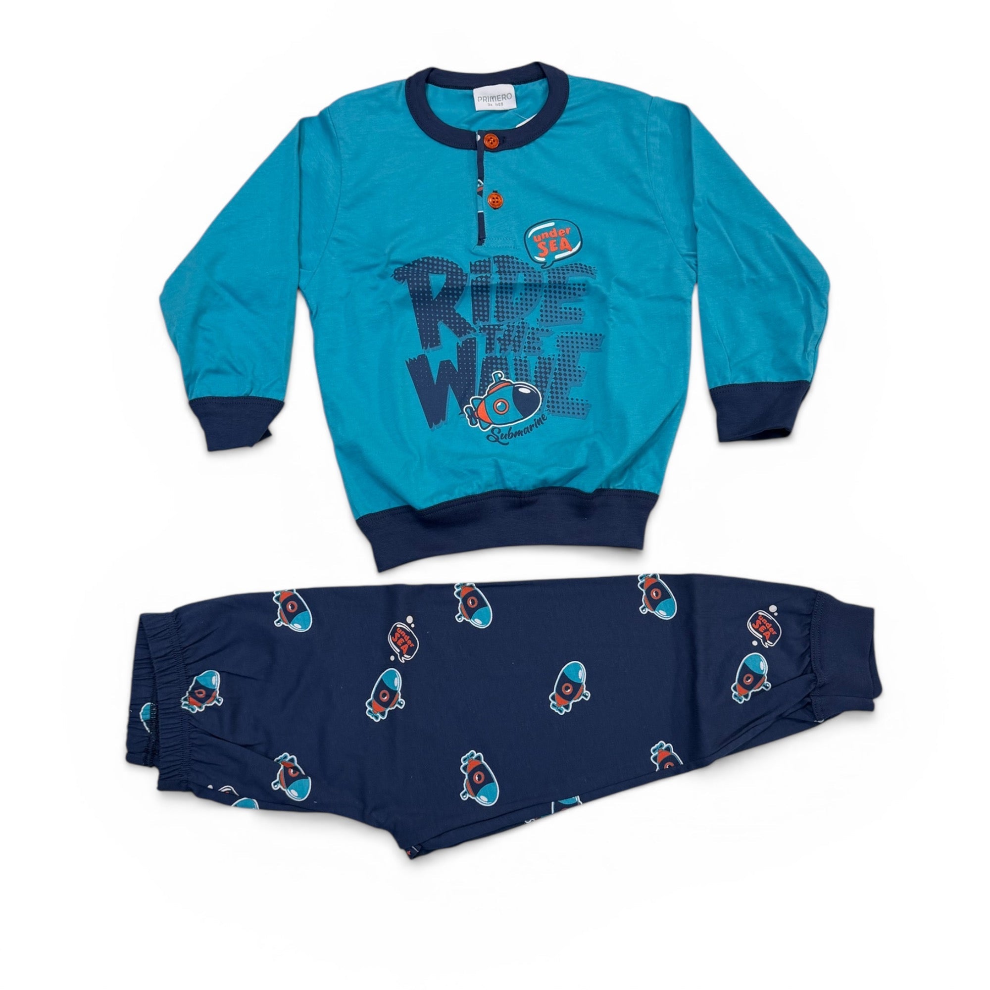 Pigiama Bimbo Lungo in Cotone Jersey Serafino Primero Art.E15200 - Boutique dell'Intimo e del Neonato