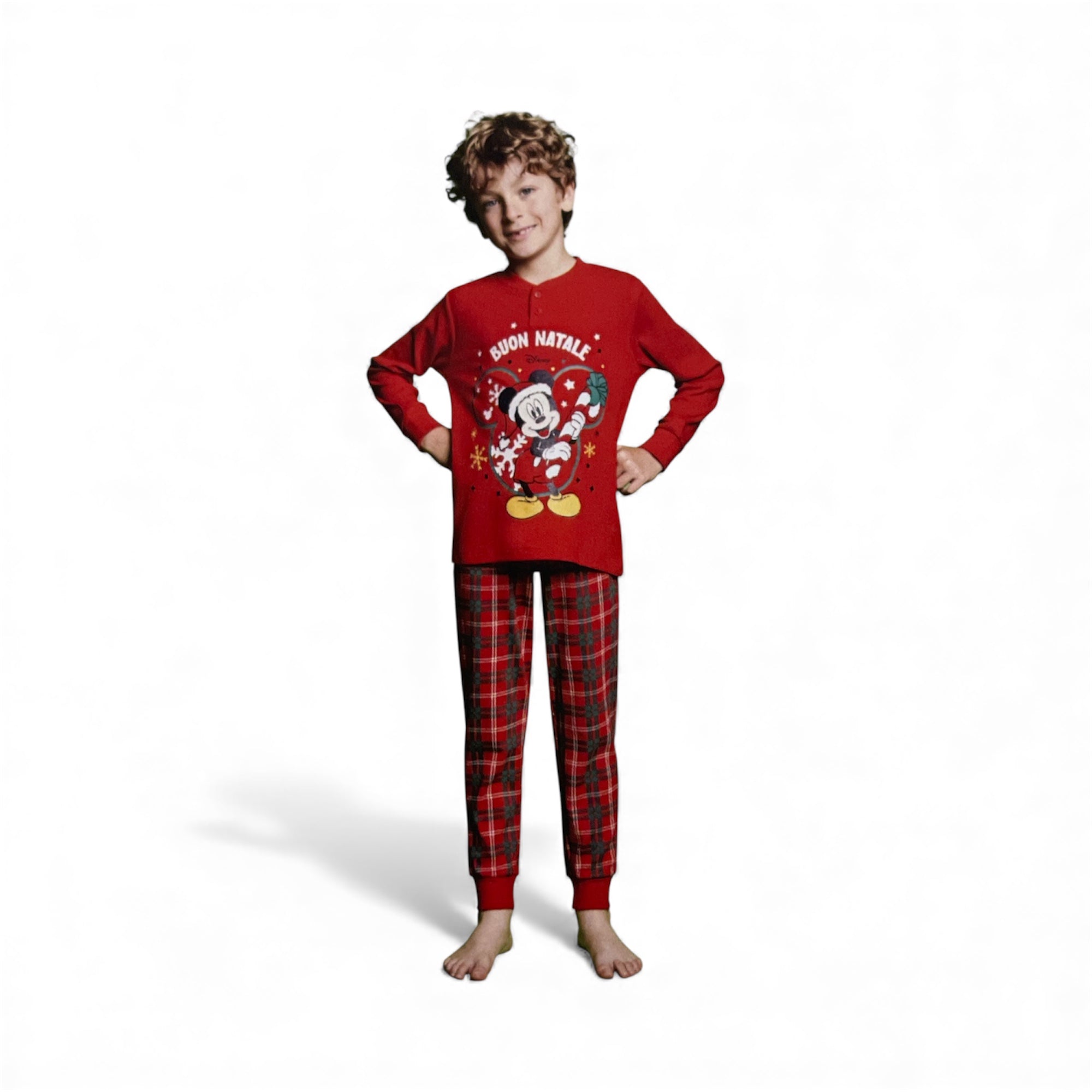 Pigiama Bimbo Lungo Natalizio in Caldo Cotone Serafino Sabor TOPOLINO Art.DYK2682 - Boutique dell'Intimo e del Neonato