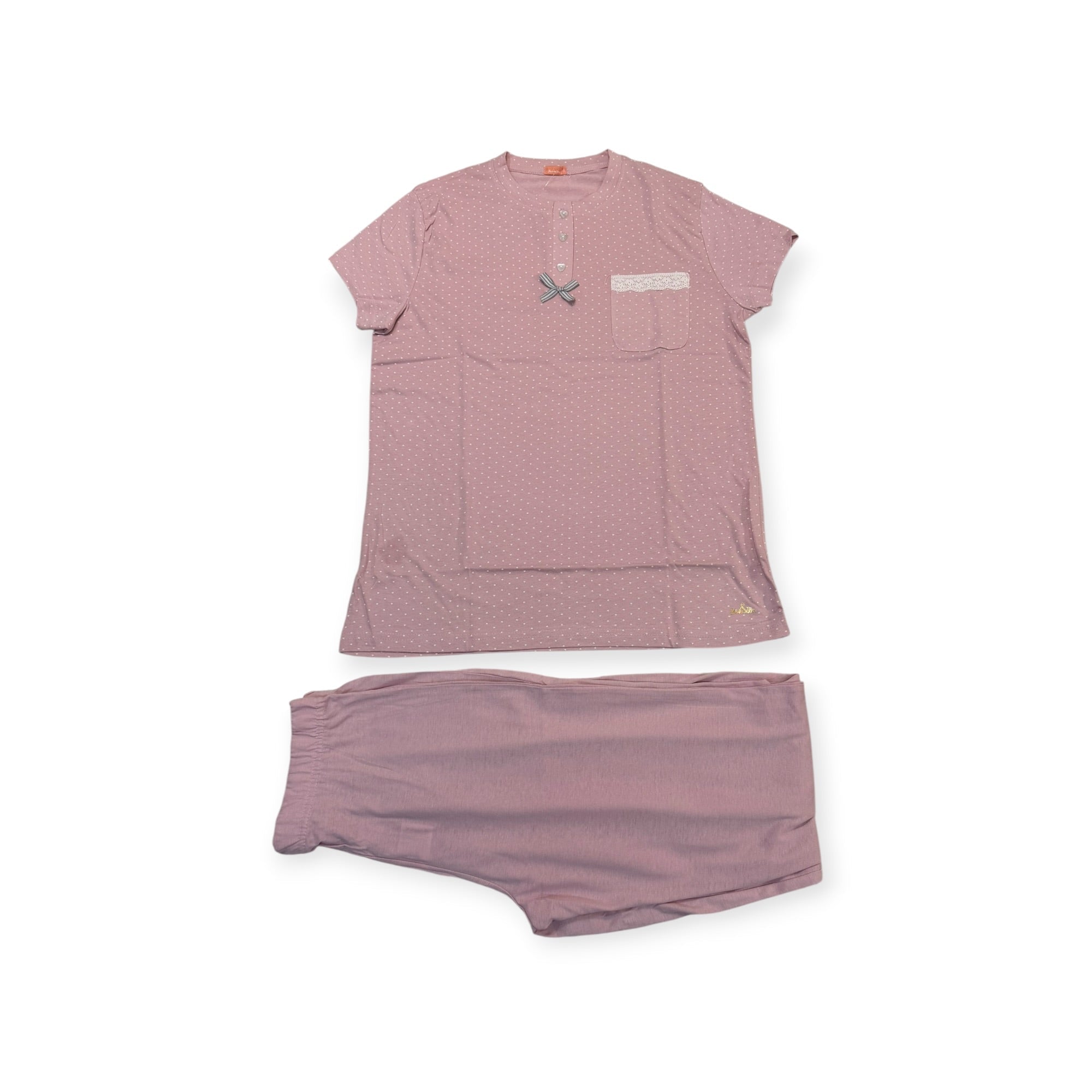 Pigiama Donna 3 Pezzi Shorts + Pantalone e Maglia Serafino in Cotone Jersey You & Me Art.YMTD04 - Boutique dell'Intimo e del Neonato