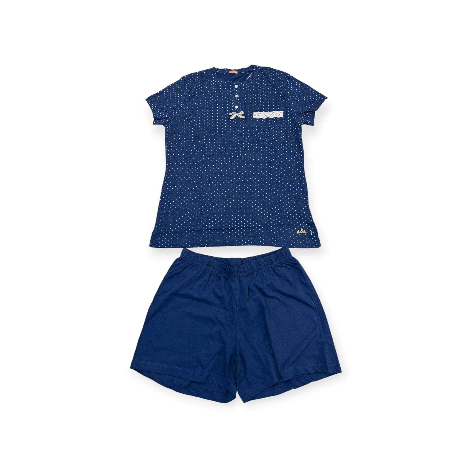 Pigiama Donna 3 Pezzi Shorts + Pantalone e Maglia Serafino in Cotone Jersey You & Me Art.YMTD04 - Boutique dell'Intimo e del Neonato