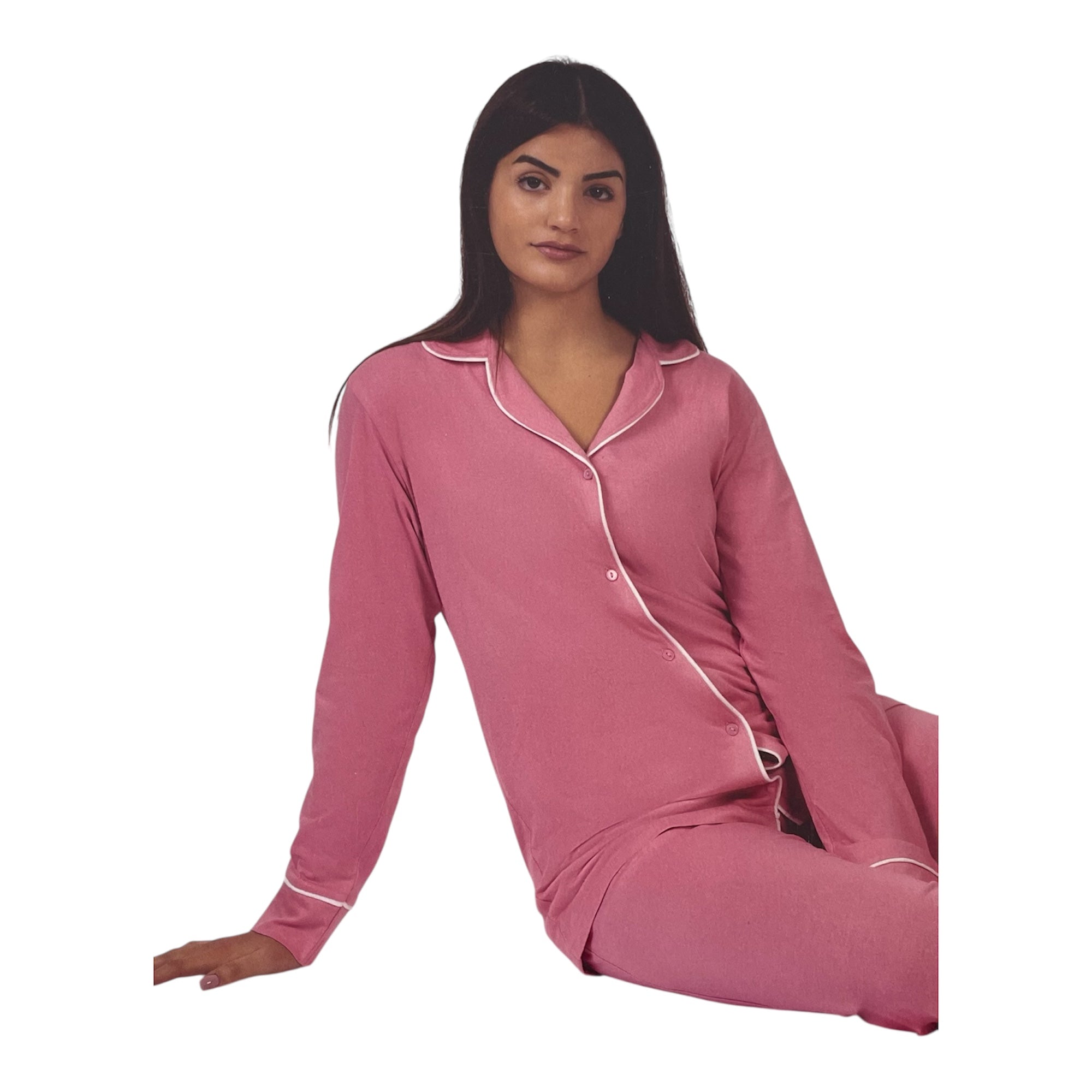 Pigiama Donna Lungo Aperto in Cotone Jersey 100SBADIGLI Art.DL - 106 - Boutique dell'Intimo e del Neonato