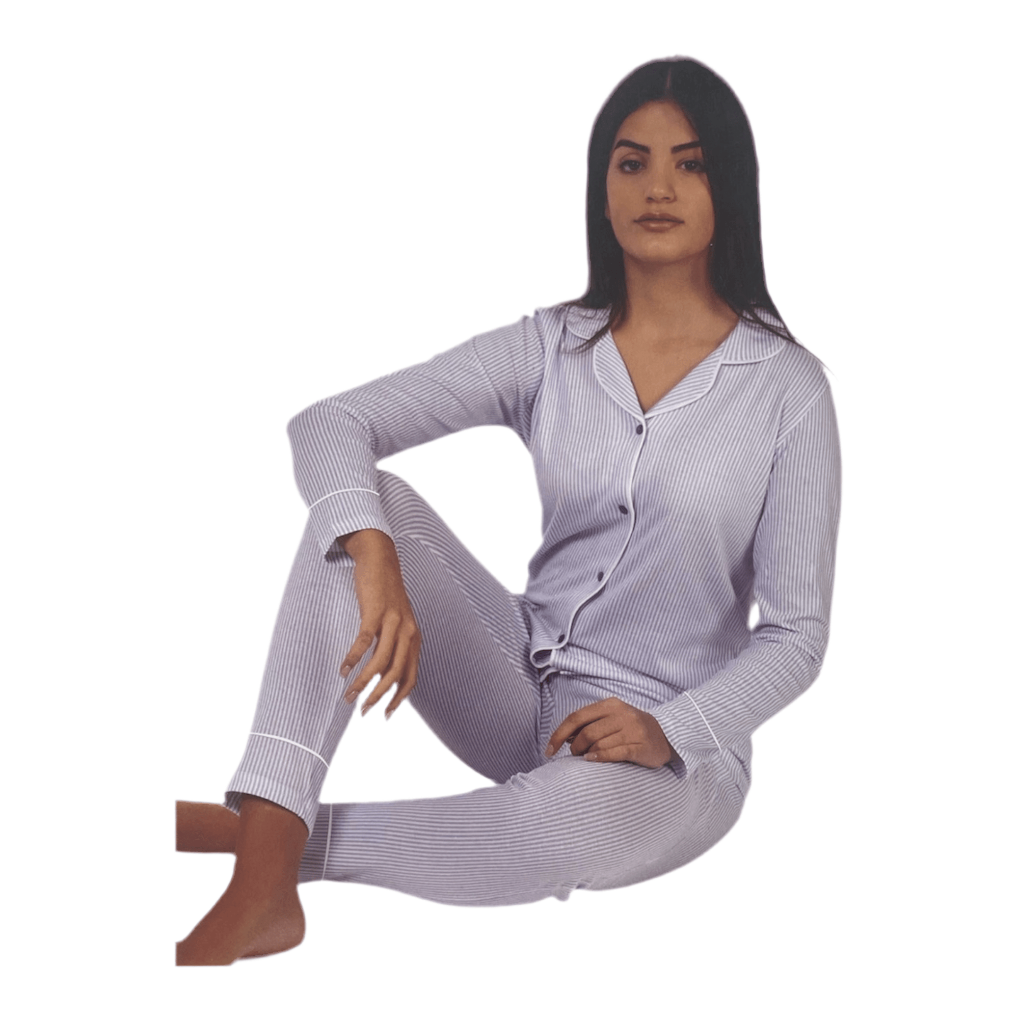 Pigiama Donna Lungo Aperto in Cotone Jersey 100SBADIGLI Art.DL - 107 - Boutique dell'Intimo e del Neonato