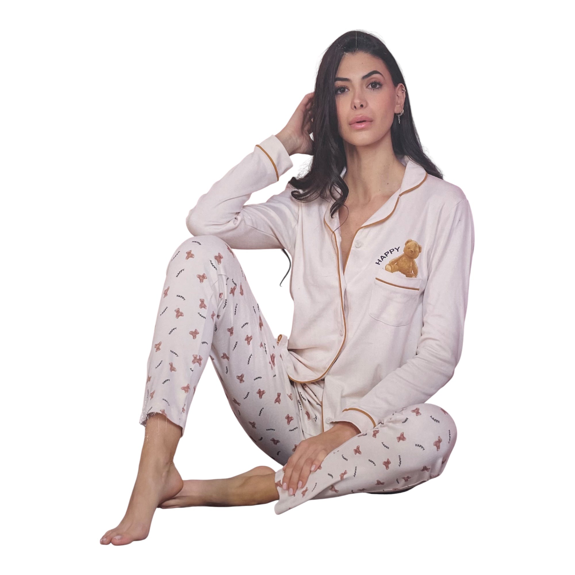 Pigiama Donna Lungo Caldo Cotone Apertura Davantii Oronero Art.OD469 - Boutique dell'Intimo e del Neonato