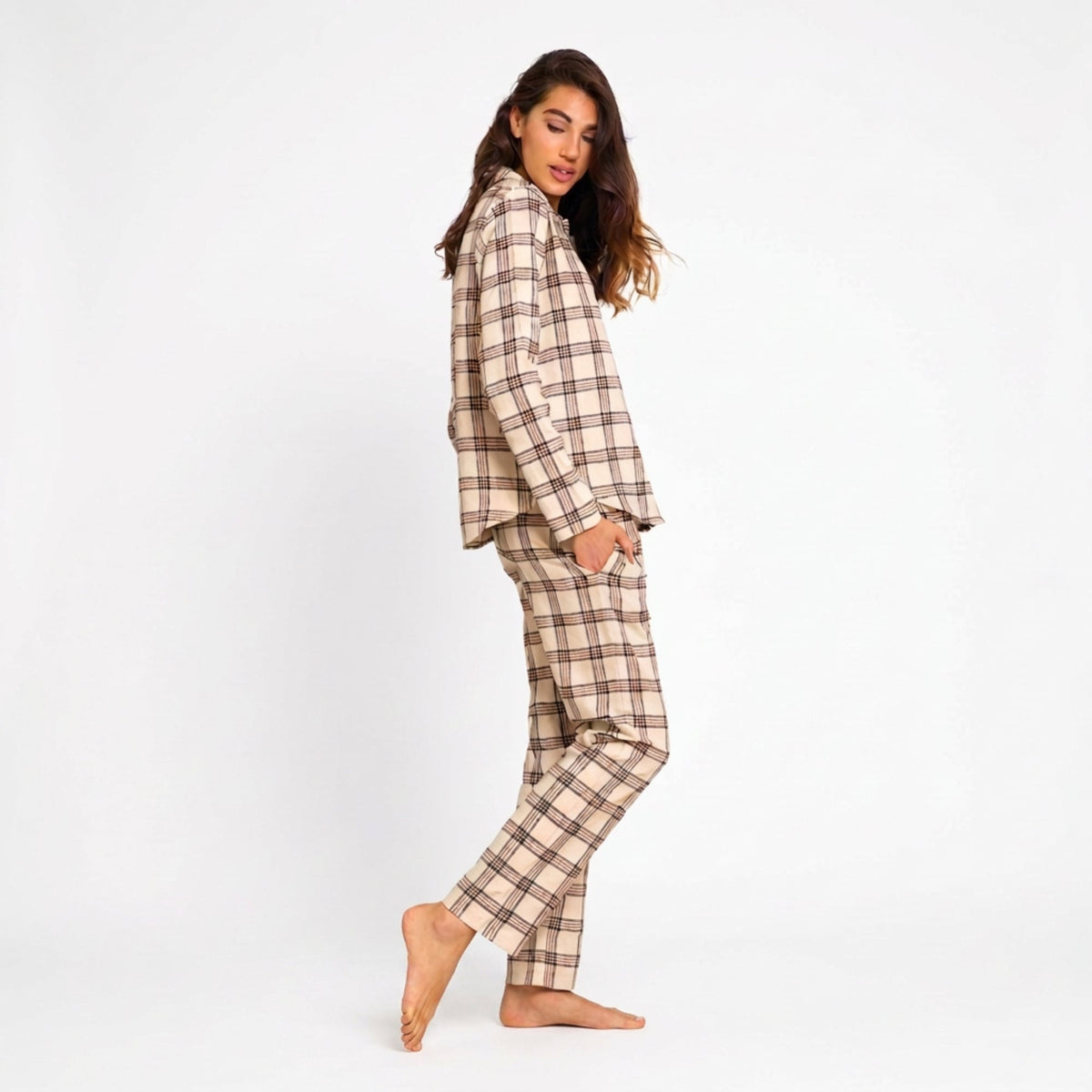 Pigiama Donna Lungo in Caldo Cotone Aperto Davanti Jadea Art.5314 - Boutique dell'Intimo e del Neonato