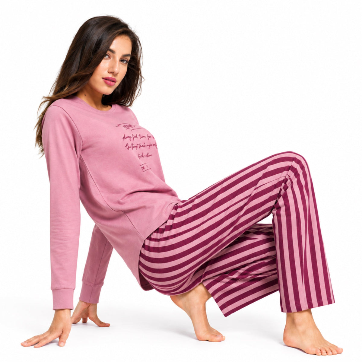 Pigiama Donna Lungo in Caldo Cotone Girocollo Jadea Art.5285 - Boutique dell'Intimo e del Neonato