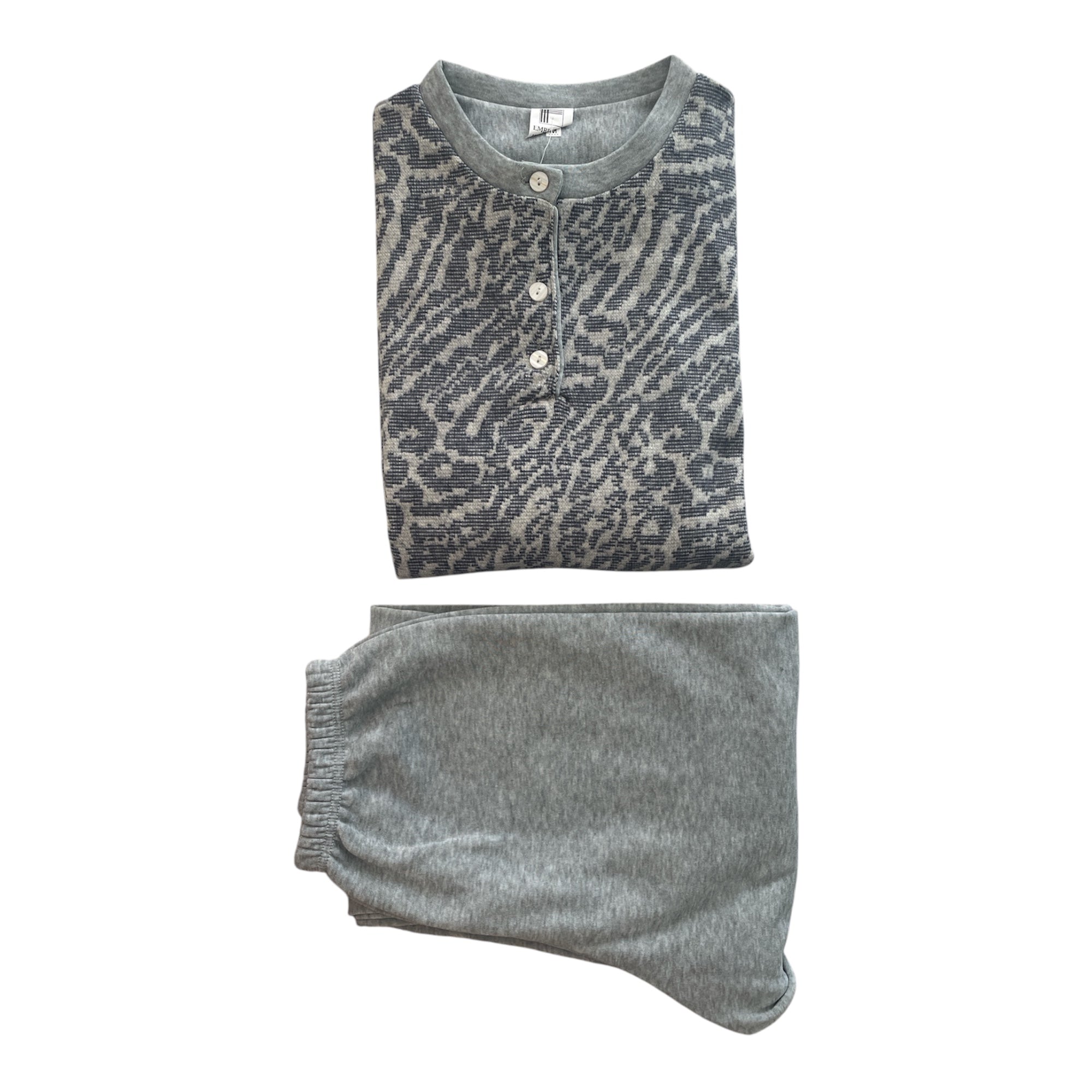 Pigiama Donna Lungo in Cotone Felpato Serafino Emblema Art.EPM7045 - Boutique dell'Intimo e del Neonato