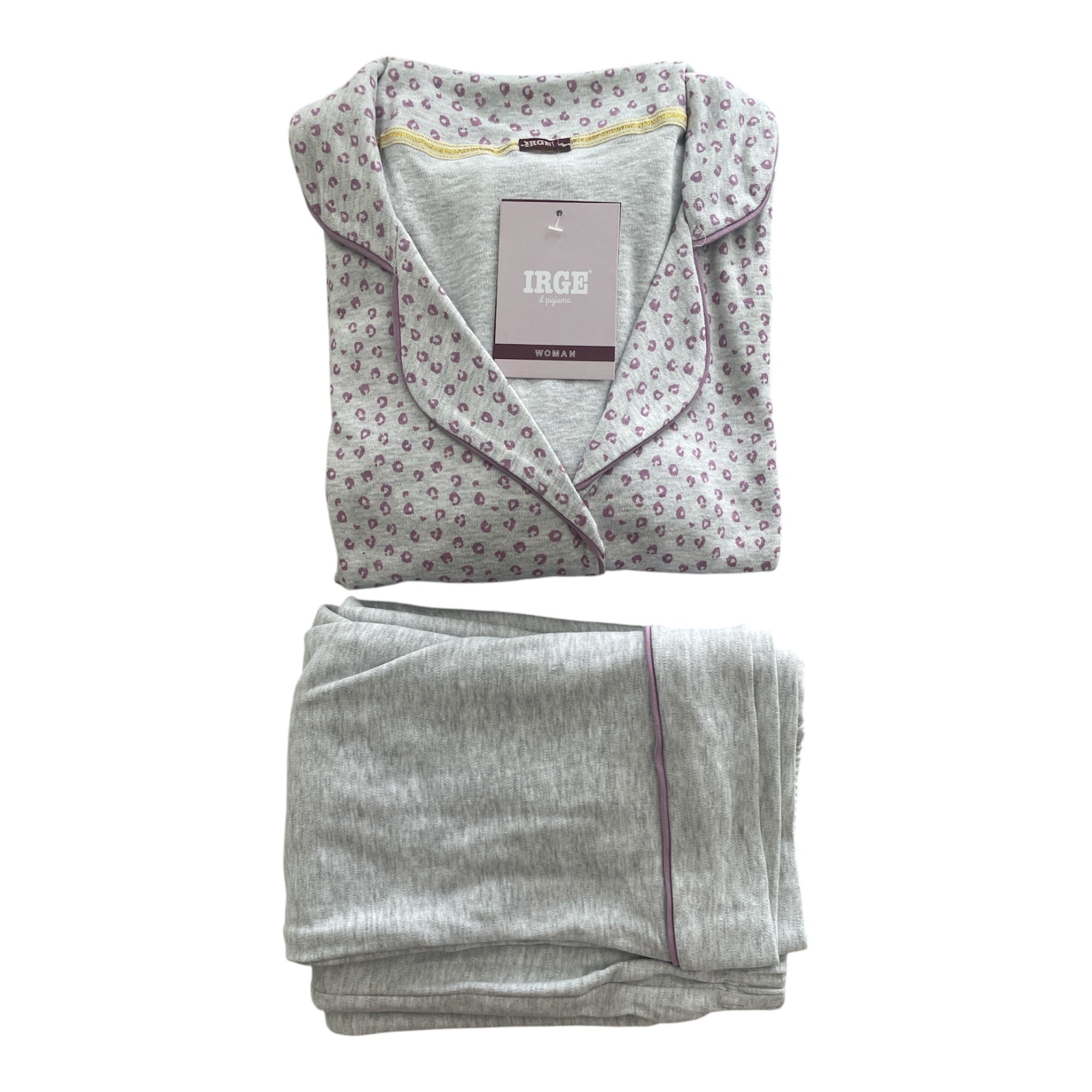 Pigiama Donna Lungo in Cotone Interlock Aperto Davanti Irge Art.MII2138 - Boutique dell'Intimo e del Neonato